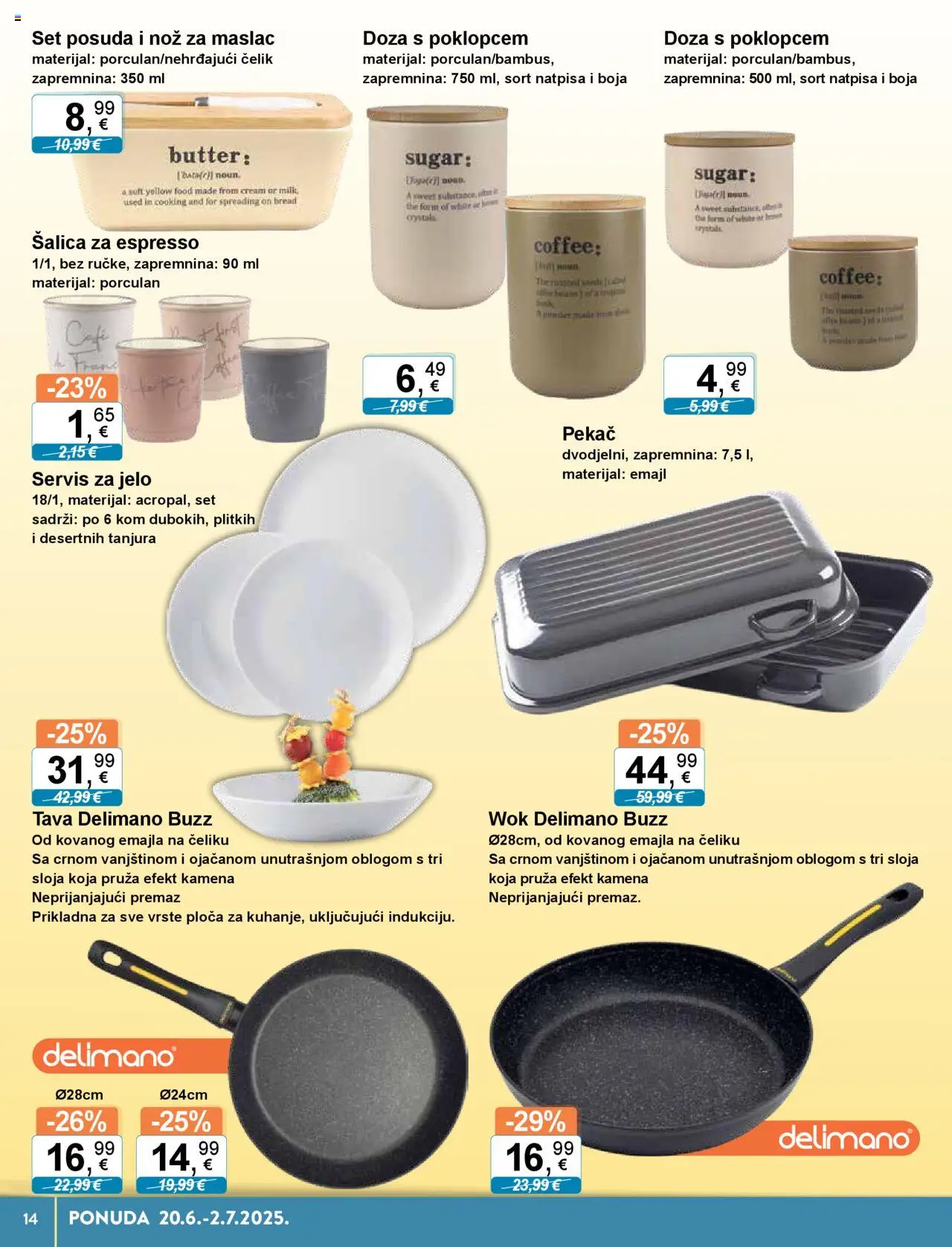 KTC katalog | vrijedi od 20.06.2025 | Stranica: 14 | Proizvodi: Delimano, Pan, Tava, Šalica
