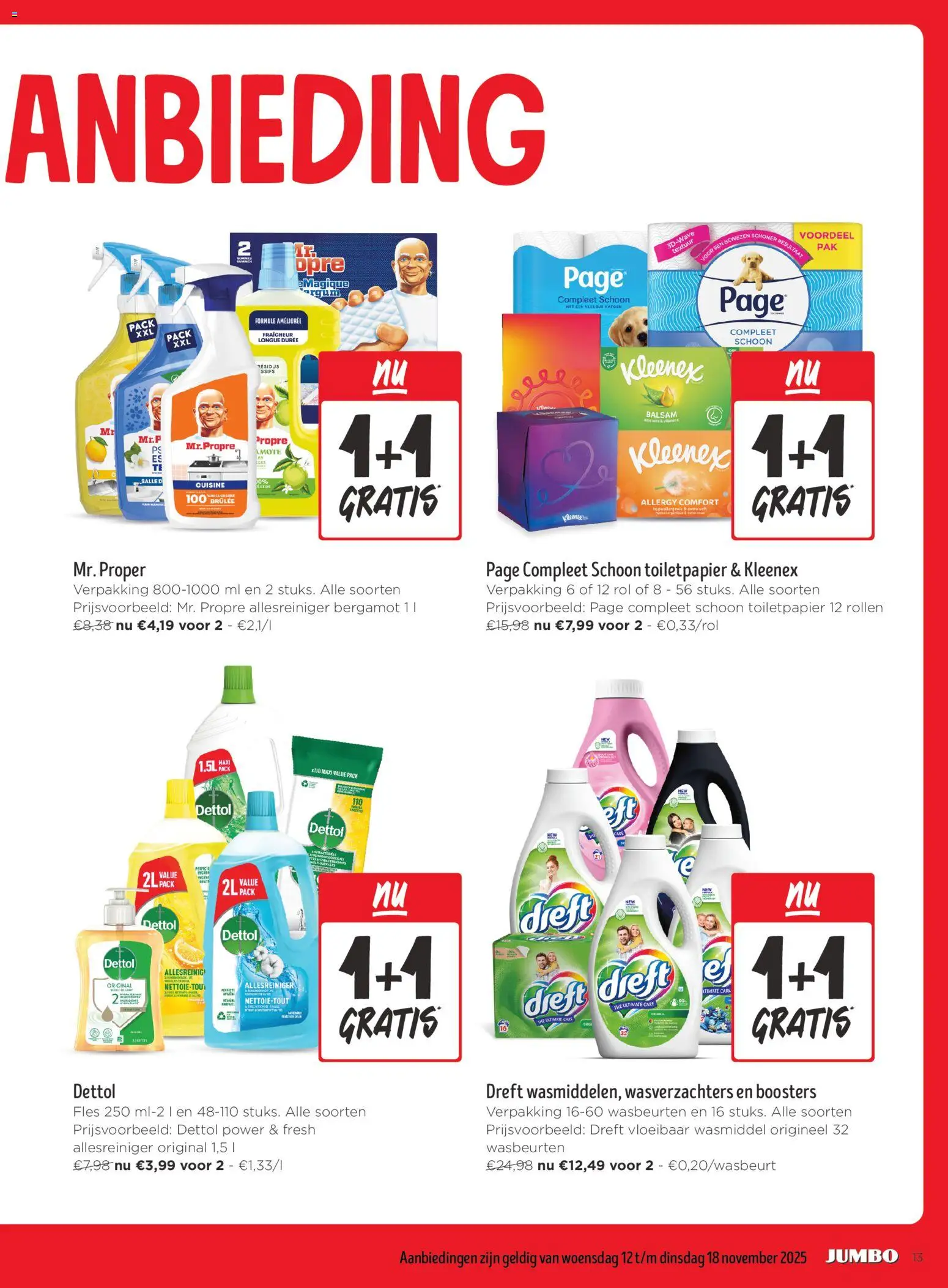 {H1} | Pagina: 13 | Producten: Fles, Allesreiniger, Toiletpapier, Wasmiddel