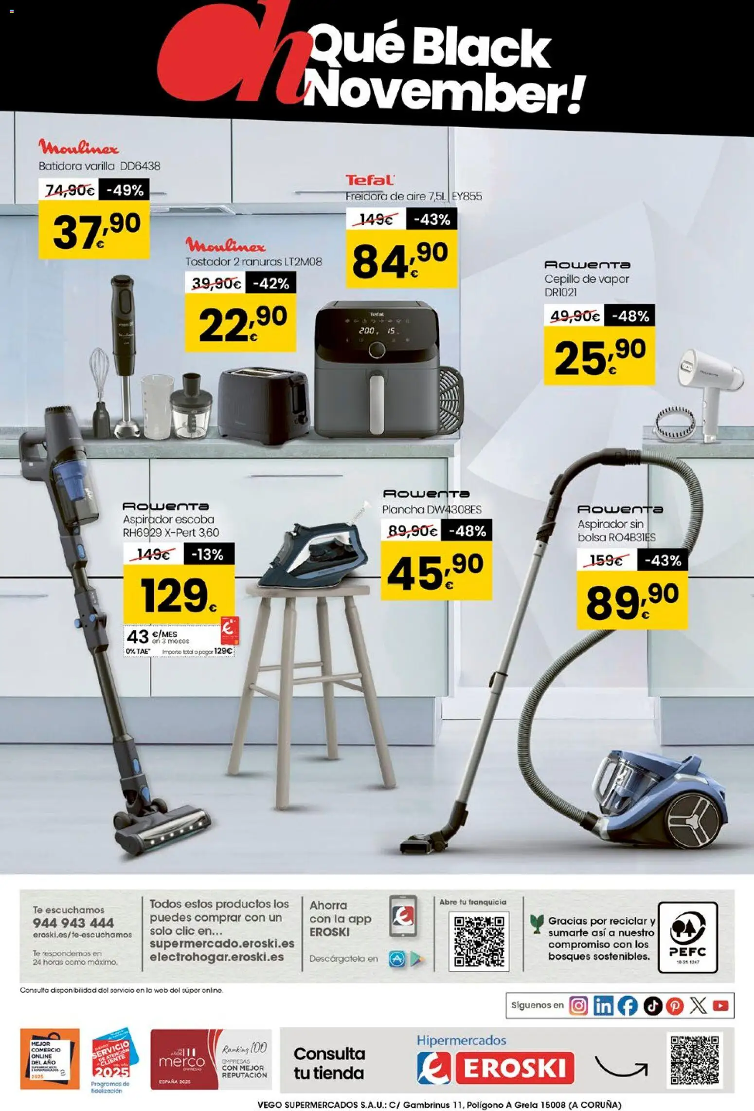 Eroski - Black Friday │ válido desde el 13.11.2025 | Página: 8 | Productos: Cepillo, Té, Plancha, Tostador