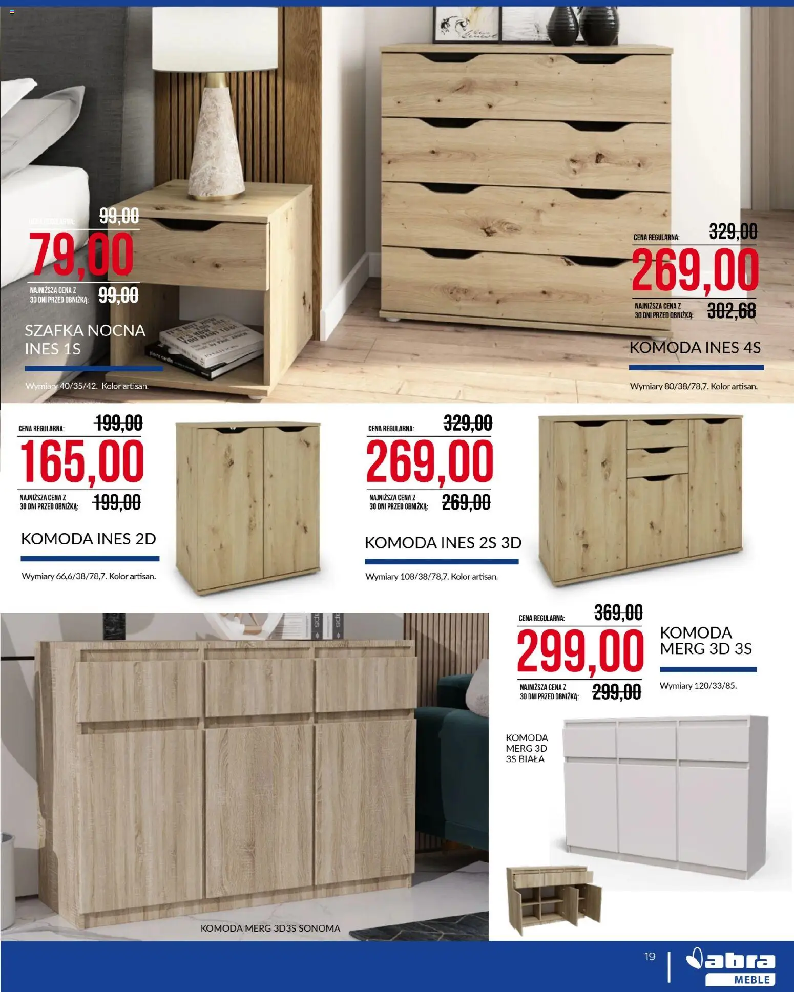 Abra meble gazetka od 04.03.2026 | Strona: 19 | Produkty: Komoda, Szafka nocna