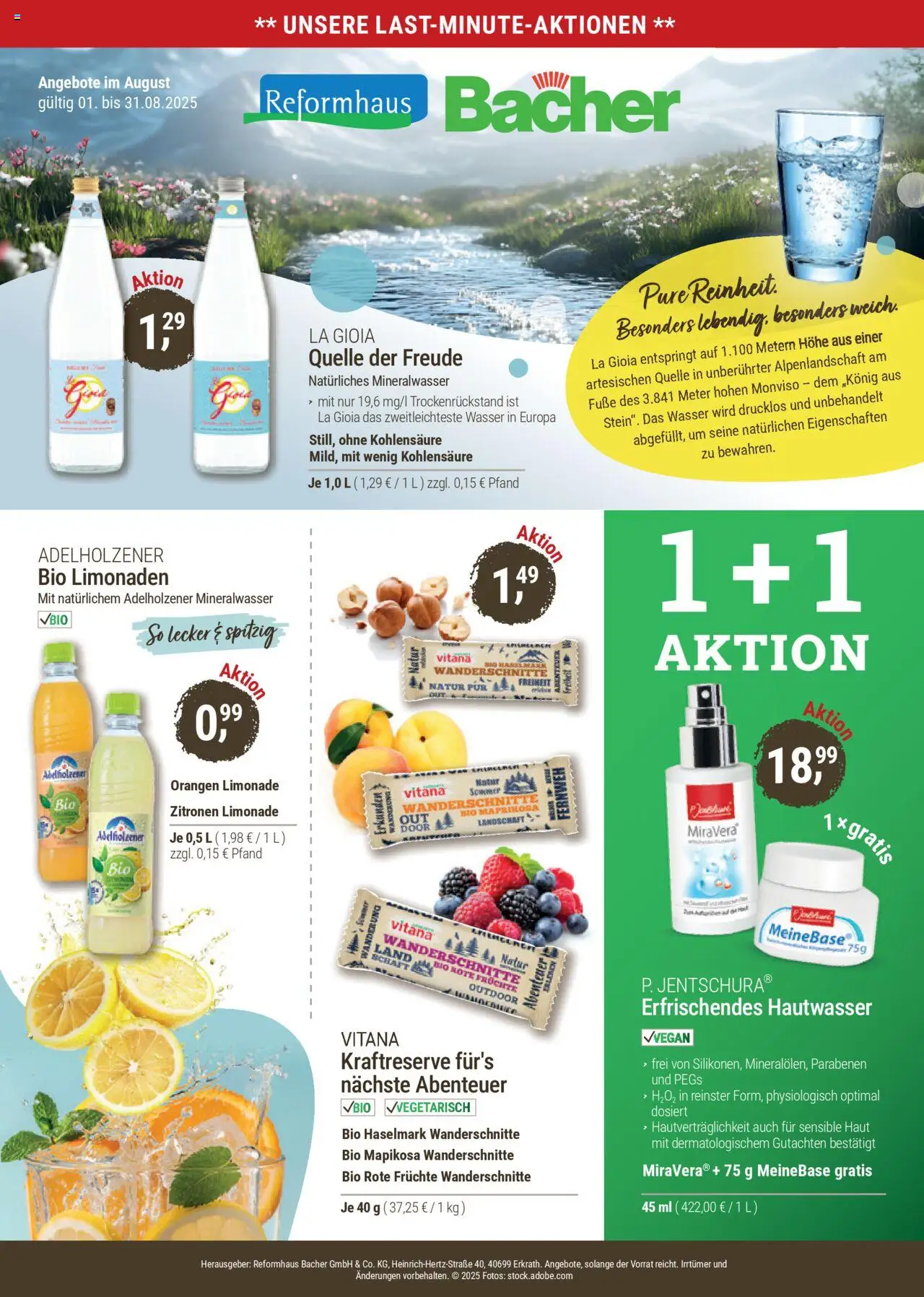 Reformhaus Bacher Prospekt 	 - gültig ab dem 01.08.2025 | Seite: 9 | Produkte: Orangen, Limonade, Wasser, Zitronen