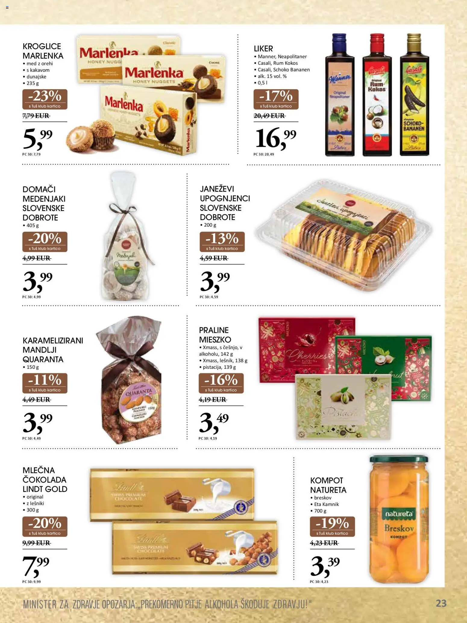 Novi Tuš katalog ponudbe – veljaven od 19.11.2025 | Stran: 23 | Izdelki: Mandlji, Cokolada