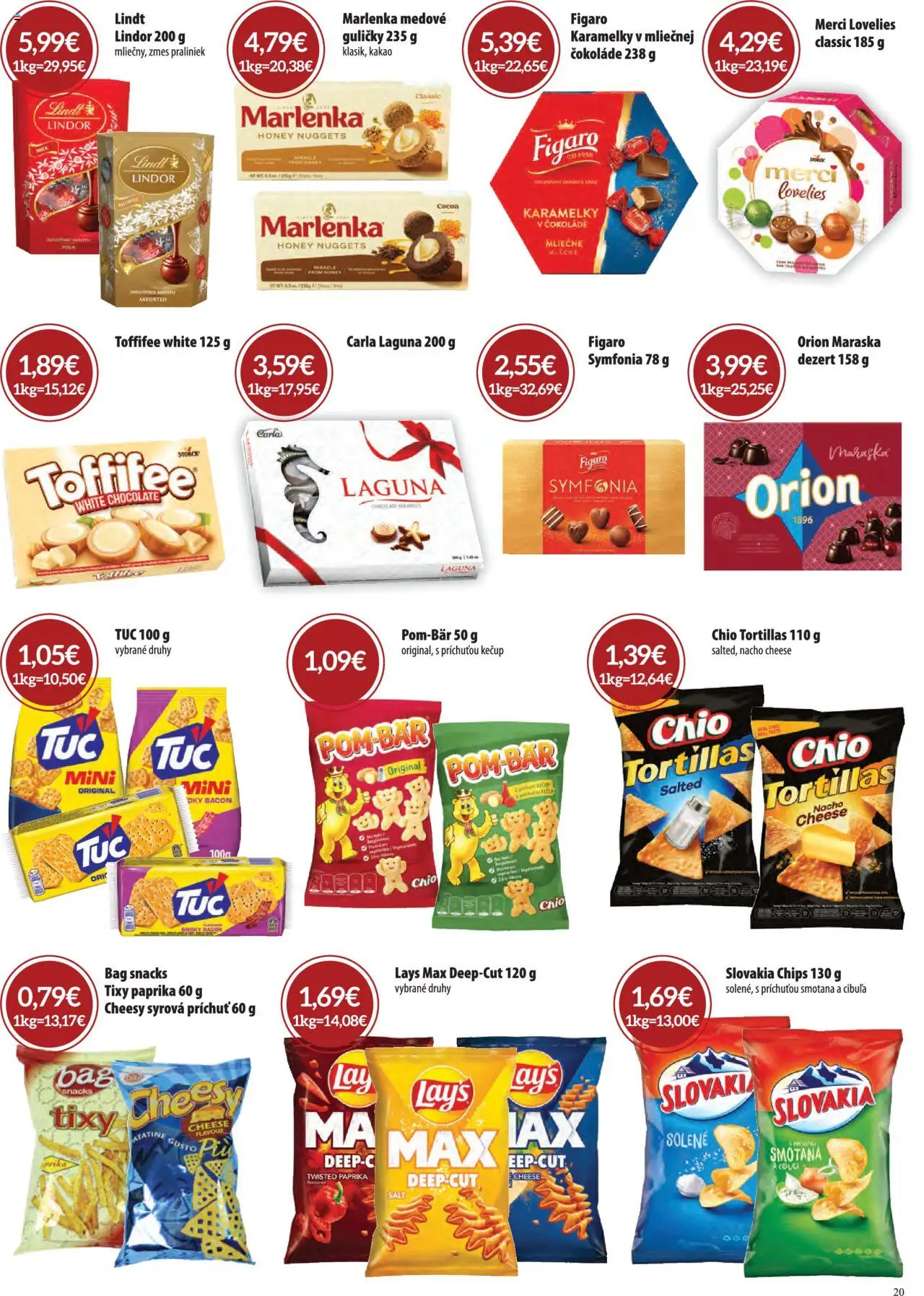 Nové CBA Komfos akcie – leták je platný od 02.10.2025 | Strana: 20 | Produkty: Smotana, Lindor, Kečup, Cibuľa