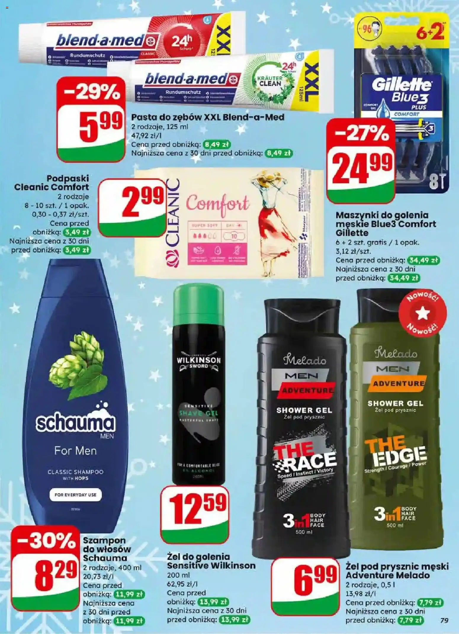 Dino Gazetka od 17.12.2025 | Strona: 79 | Produkty: Gillette, Podpaski, Maszynki do golenia, Body