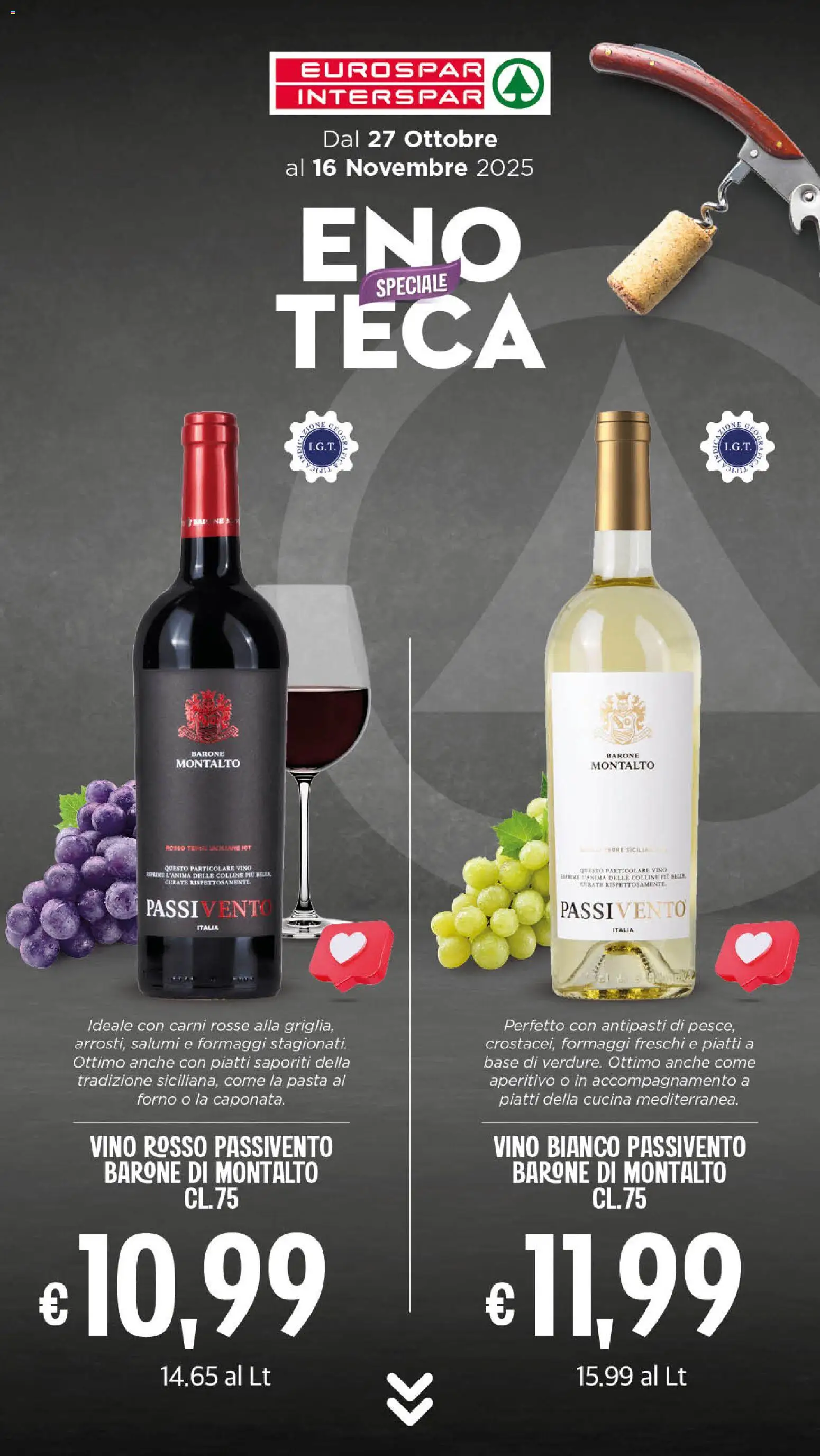 Volantino Eurospar del 27.10.2025 | Pagina: 23 | Prodotti: Pesce, Vino, Vino bianco, Aperitivo