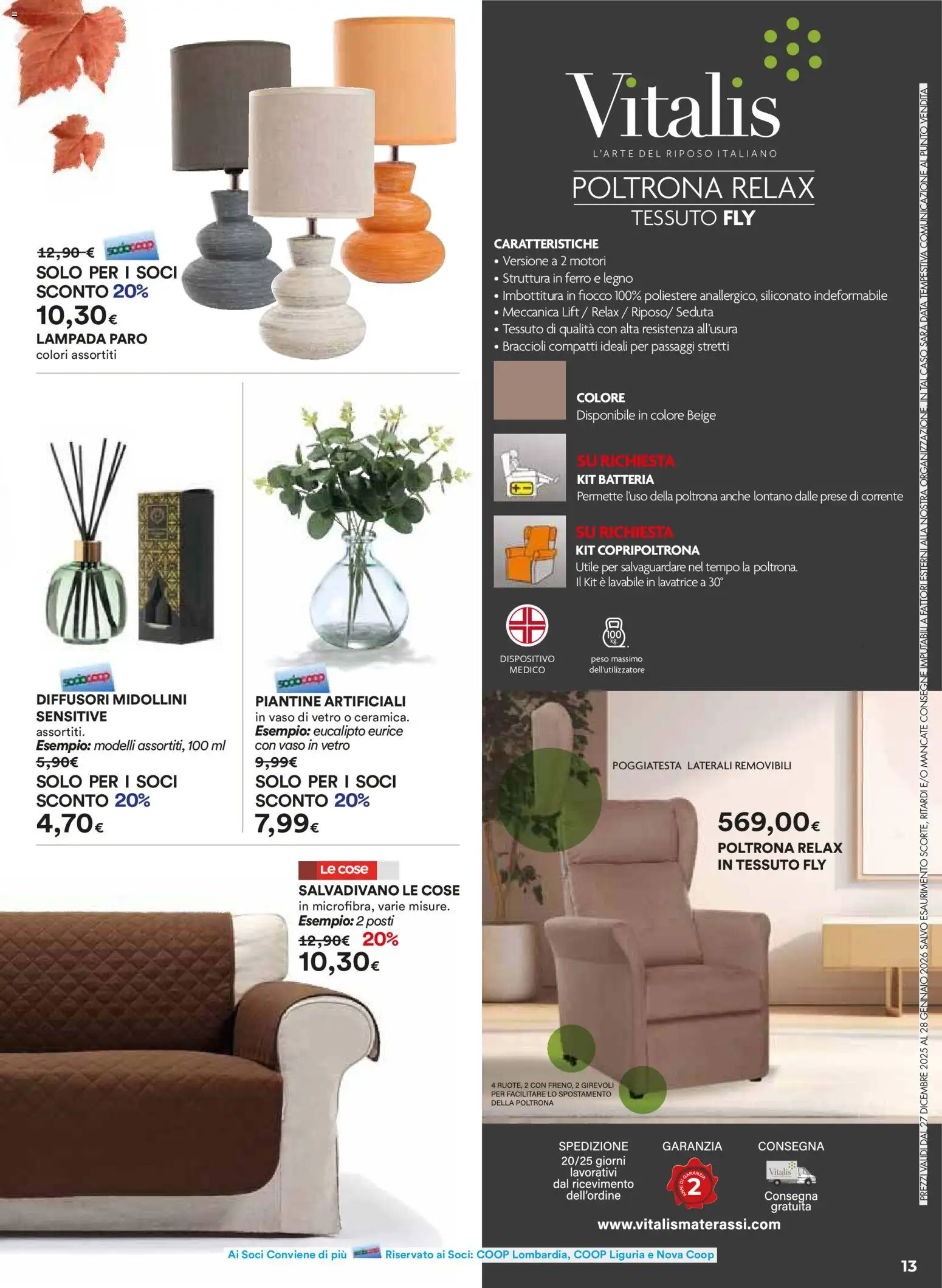 Volantino Ipercoop del 27.12.2025 | Pagina: 13 | Prodotti: Lavatrice, Vaso, Lampada, Copripoltrona