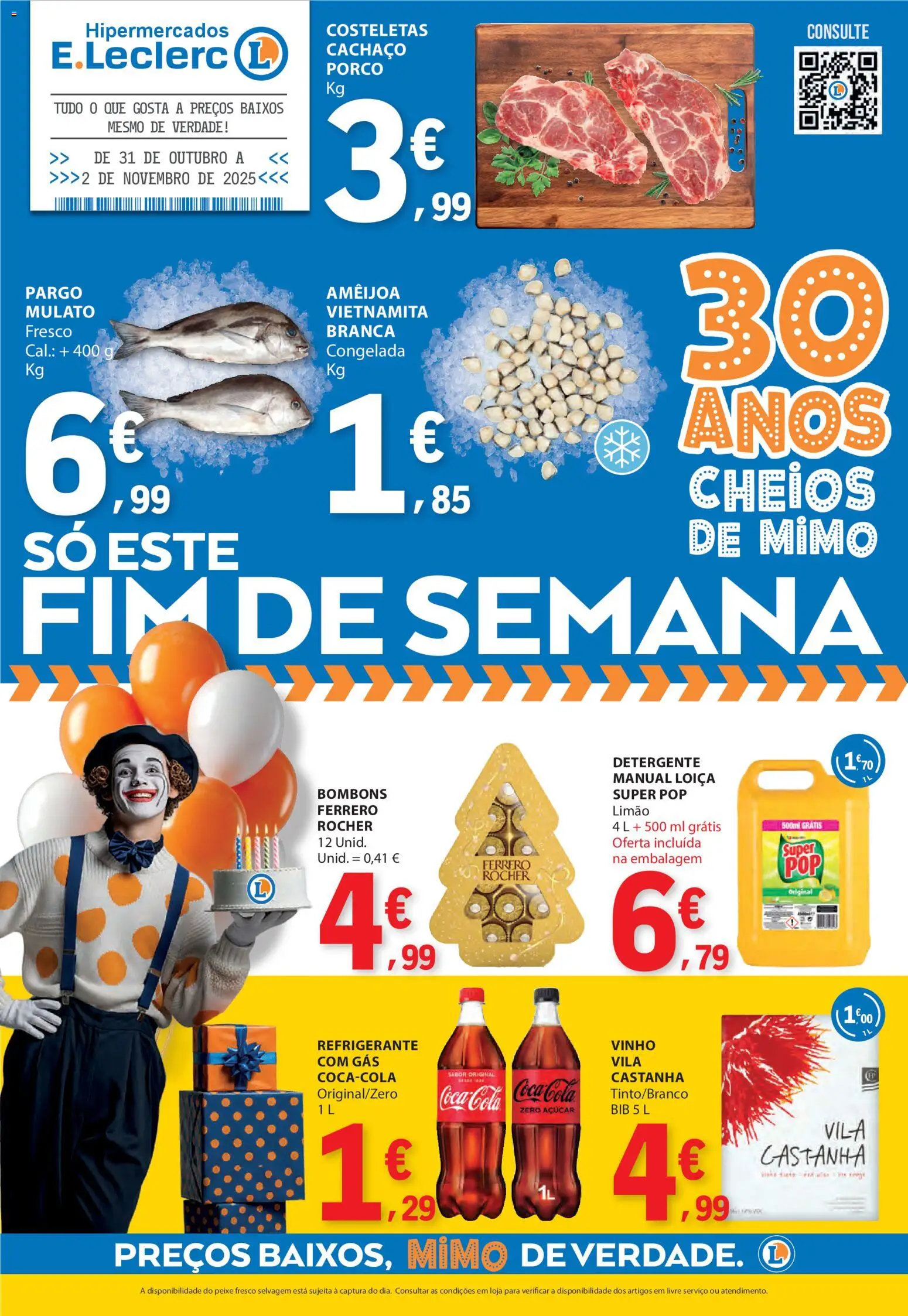 E.Leclerc Catálogo Fim de Semana │ válido de 31.10.2025 | Página: 1 | Produtos: Refrigerante, Ferrero rocher, Vinho, Açúcar