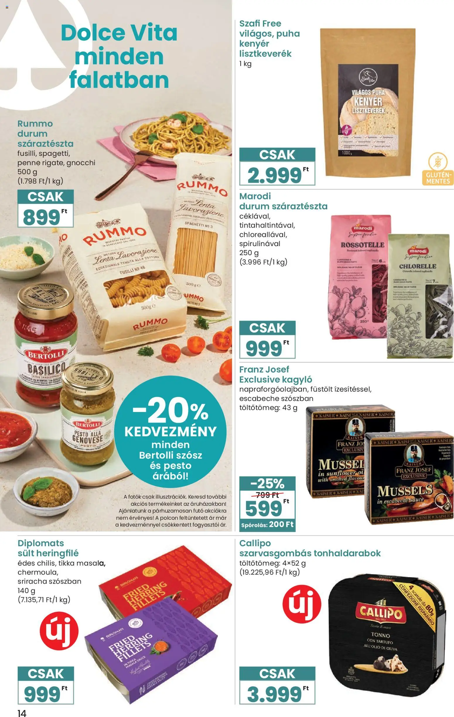 Interspar akciós ujság - amely érvényes a következő dátumtól: 09.03.2026 | Oldal: 14 | Termékek: Pesto, Penne, Kenyér, Száraztészta