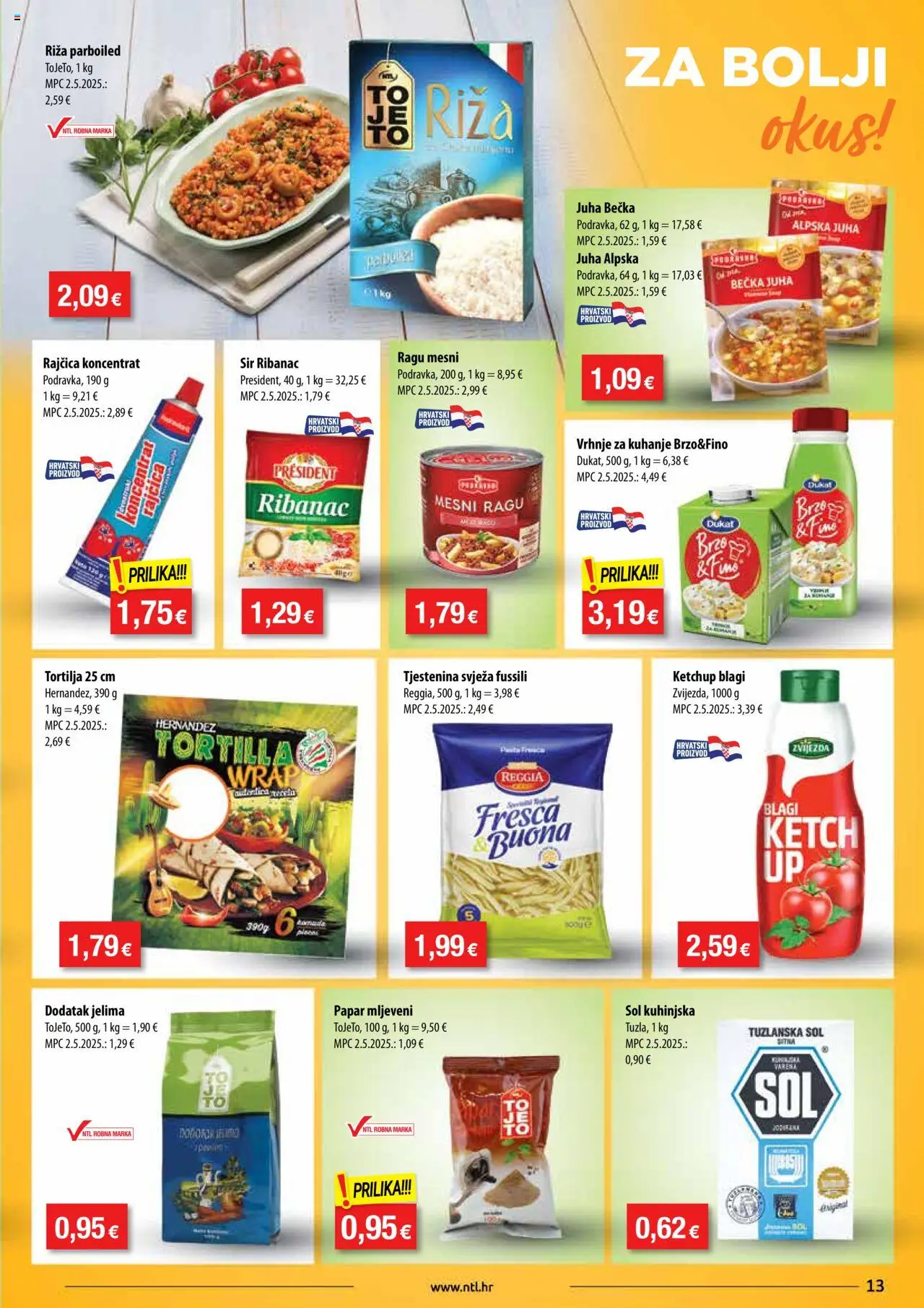 NTL katalog | vrijedi od 08.10.2025 | Stranica: 13 | Proizvodi: Sir, Riža, Juha, Papar