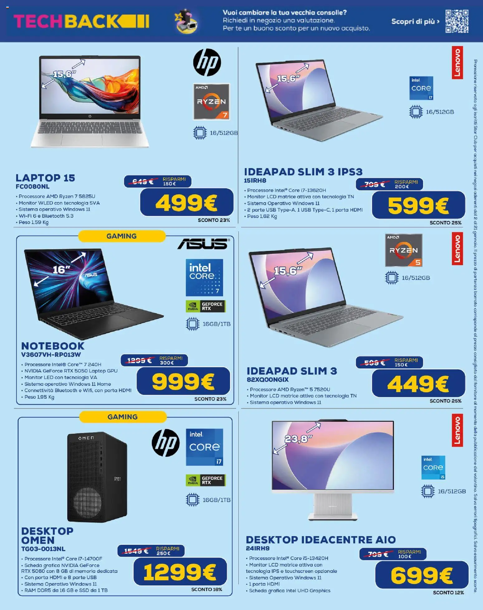 Volantino Euronics del 02.01.2026 | Pagina: 9 | Prodotti: Monitor, Notebook, Tè, USB