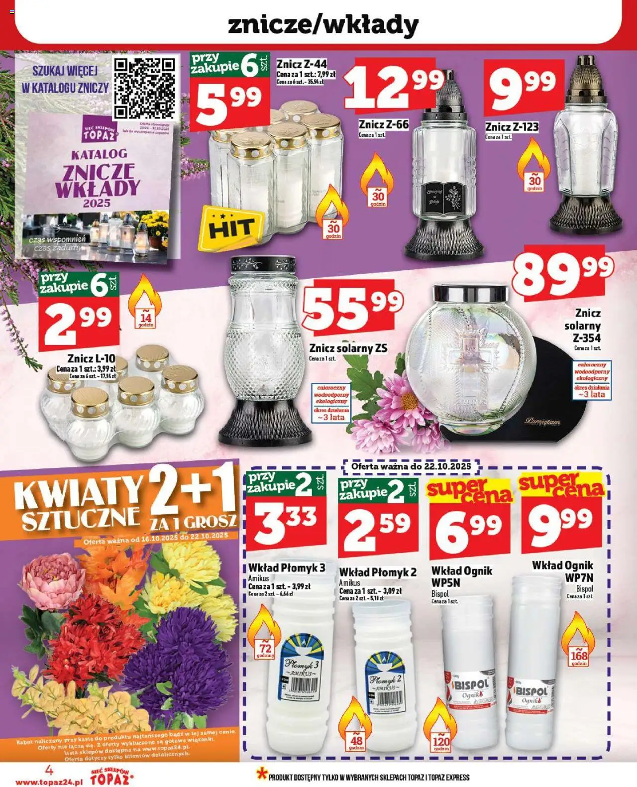 Topaz Gazetka MAZ od 16.10.2025 | Strona: 4 | Produkty: Znicze