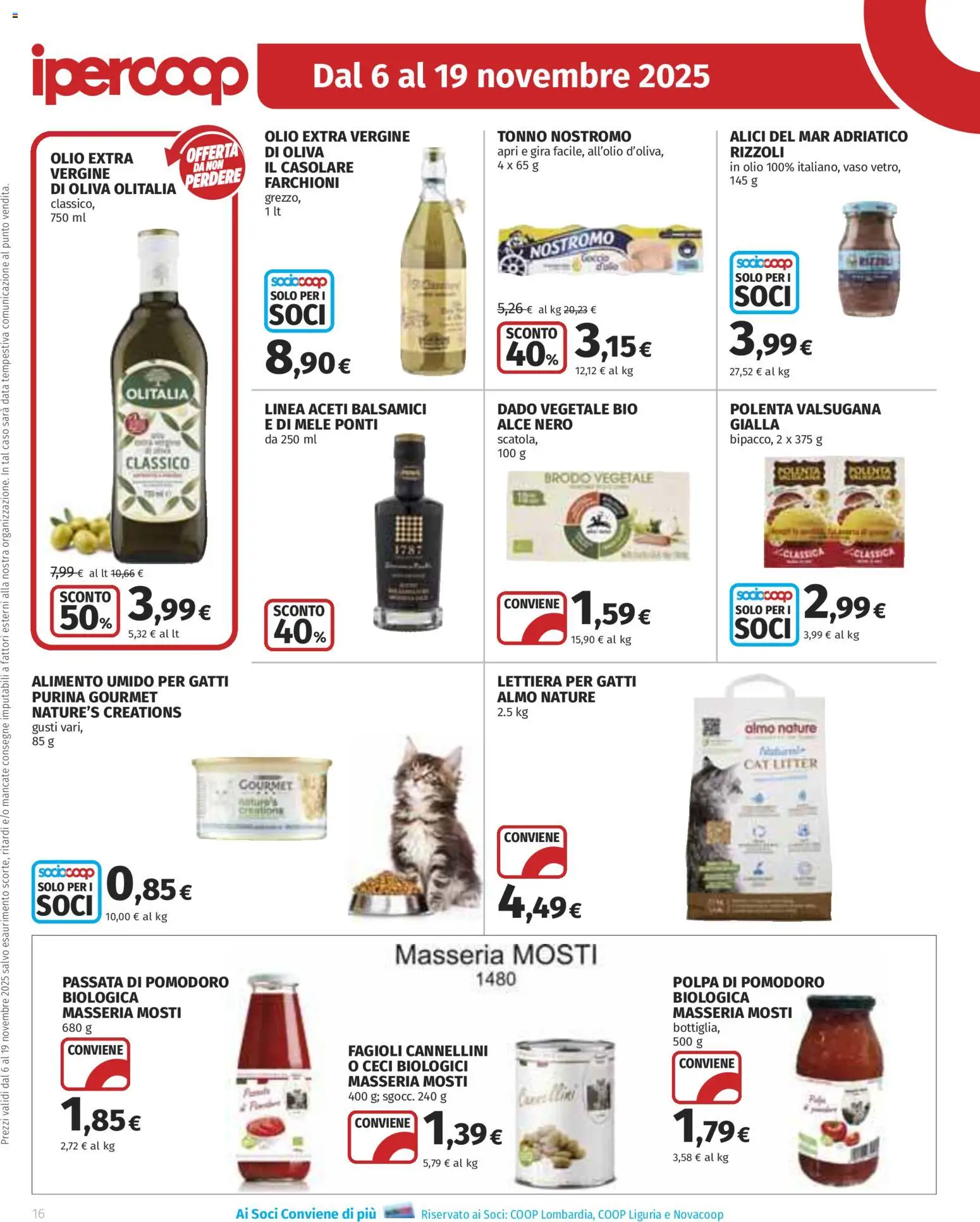 Volantino Ipercoop del 06.11.2025 | Pagina: 16 | Prodotti: Fagioli, Data, Olio extra vergine, Vaso