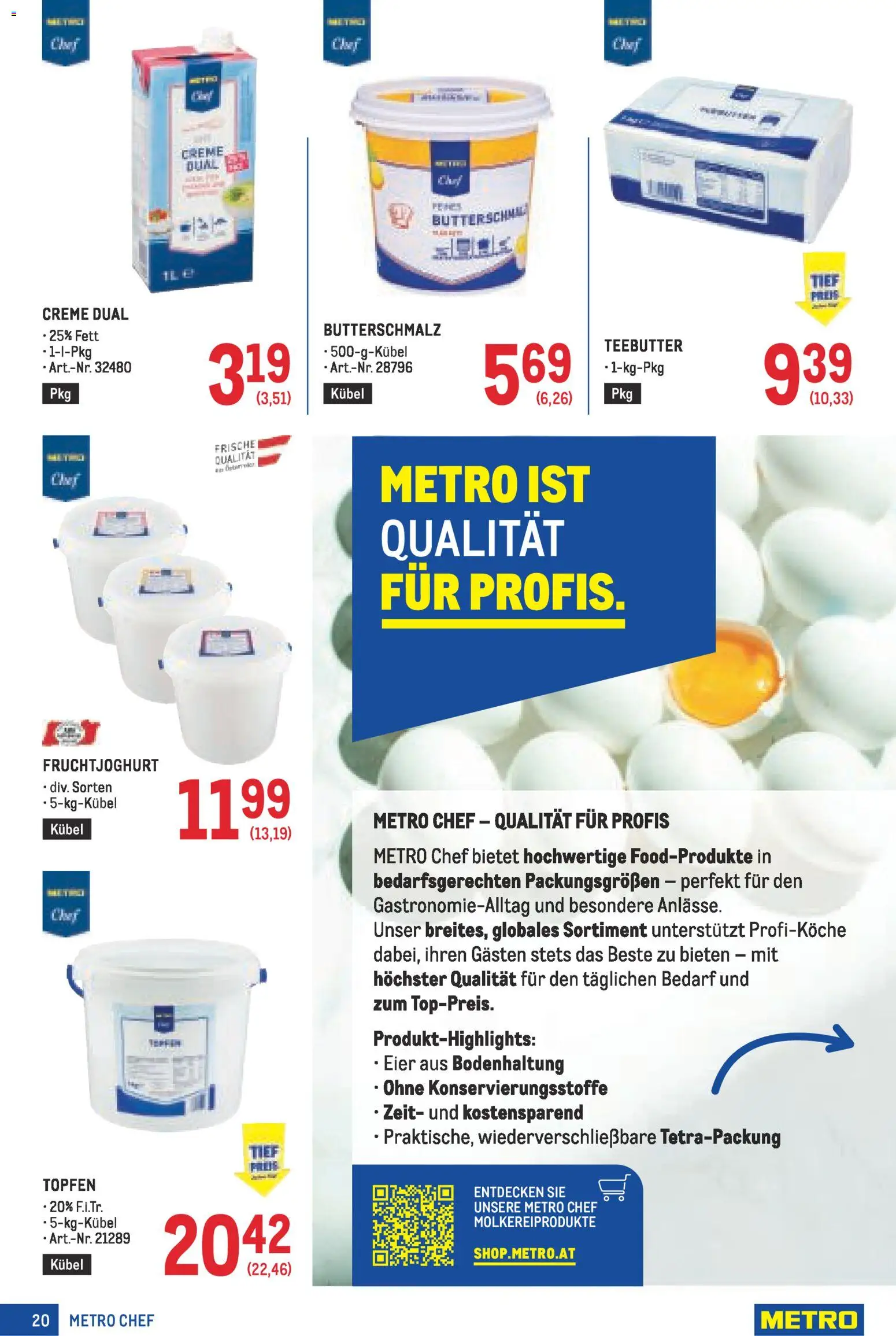 Metro angebote Profi gültig ab 19.02.2026 | Seite: 20 | Produkte: Creme, Eier