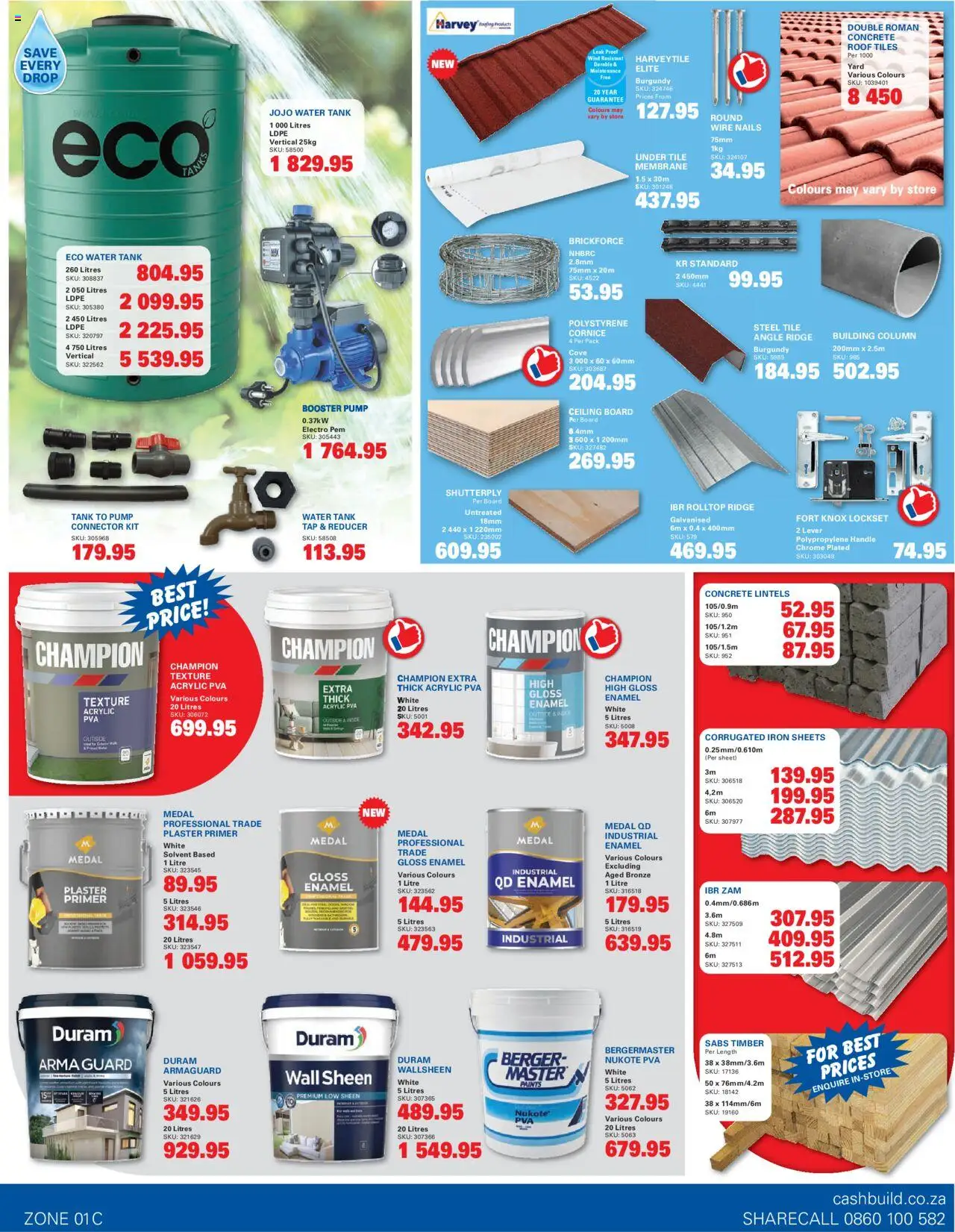 New Cashbuild catalogue – valid from 22.09.2025 | Page: 3 | Products: Primer, Tank, Plaster, Enamel
