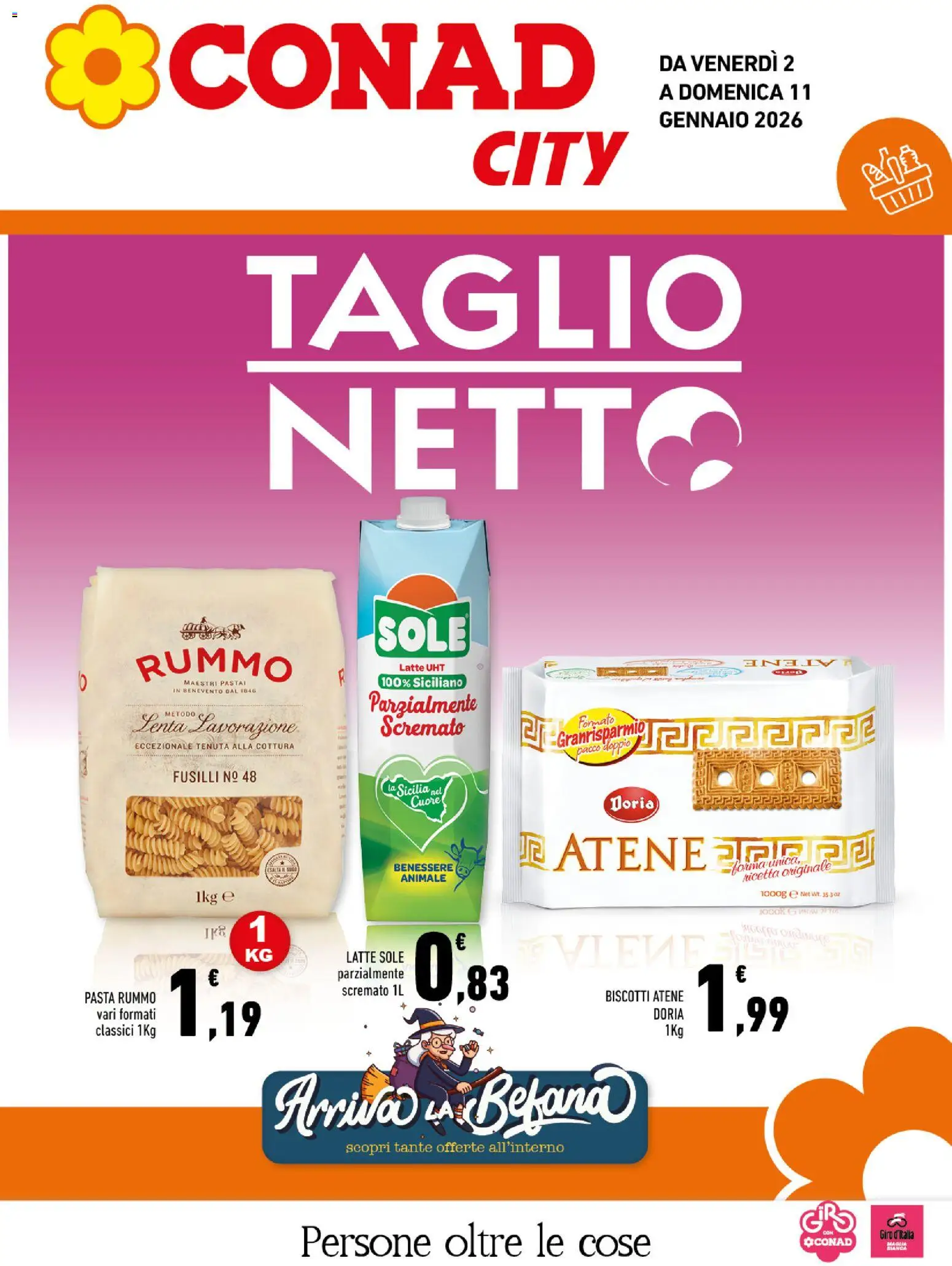Volantino Conad del 02.01.2026 | Pagina: 1 | Prodotti: Biscotti, Latte, Pasta, Fusilli
