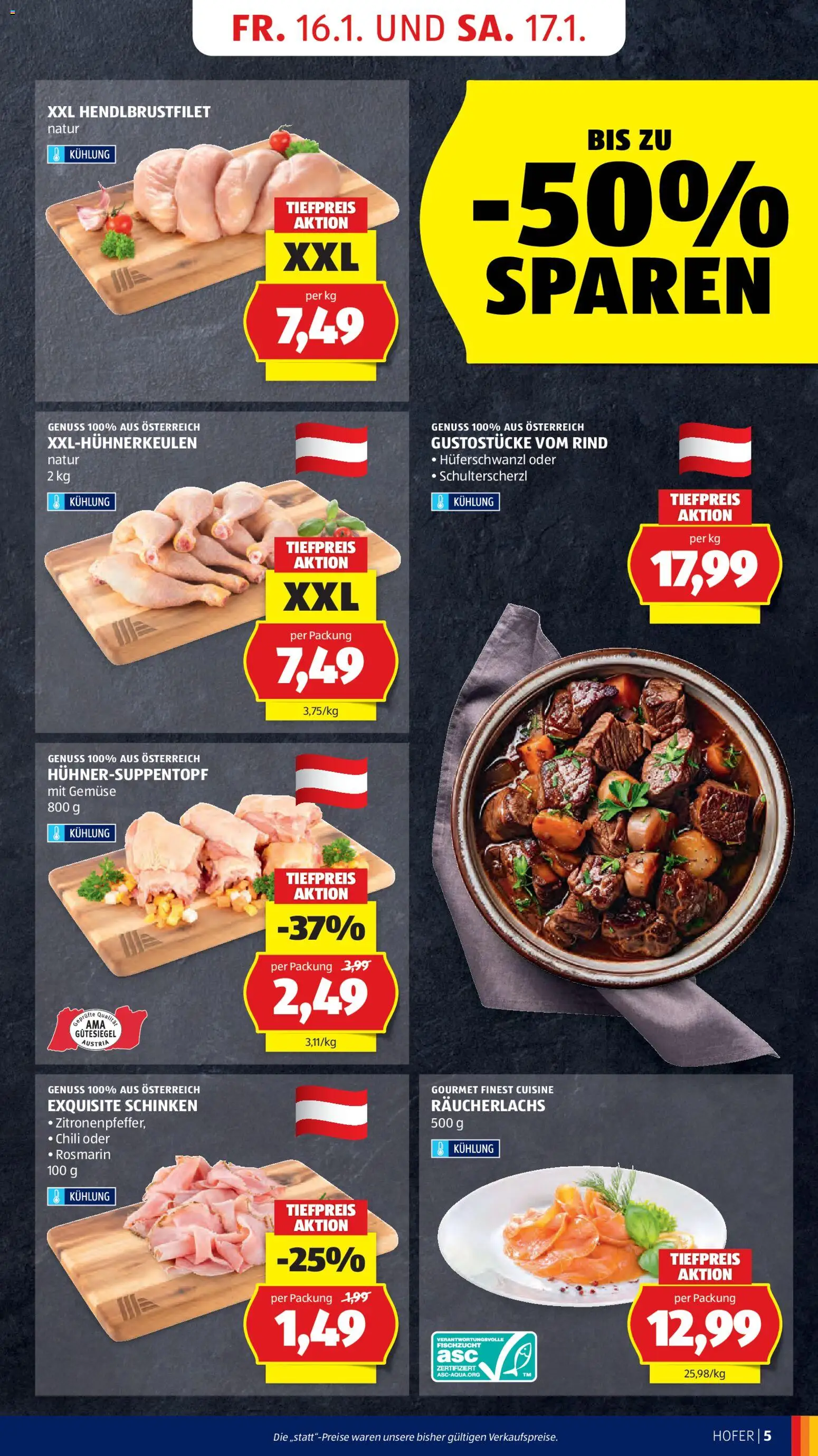 Hofer Flugblatt gültig ab 14.01.2026 | Seite: 7 | Produkte: Gemüse, Chili, Schinken, Fisch