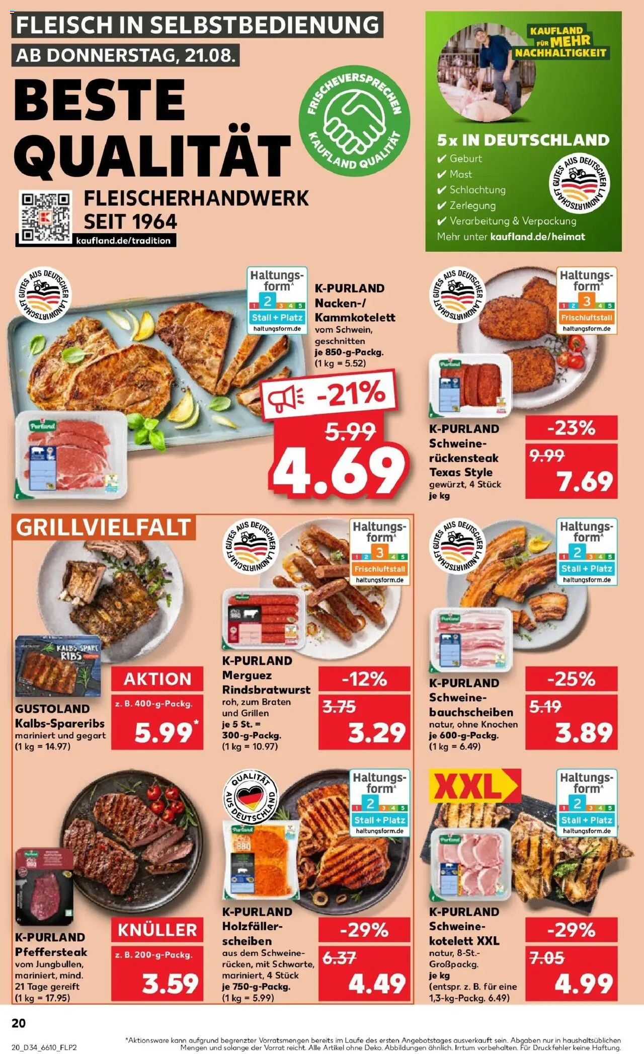 Kaufland prospekt Köln	 - gültig ab dem 21.08.2025 | Seite: 20 | Produkte: Spare ribs, Steak, Fleisch