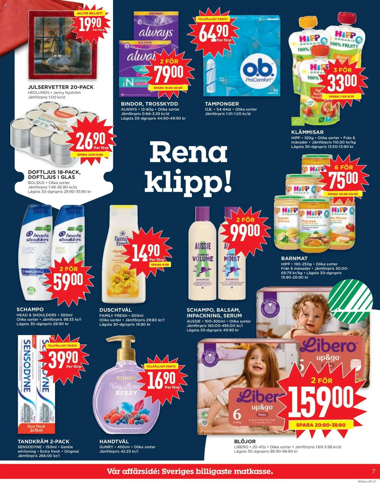 Willys reklamblad aktuell från 17.11.2025 | Sida: 7 | Produkter: Tandkräm, Serum, Spaghetti, Handtvål
