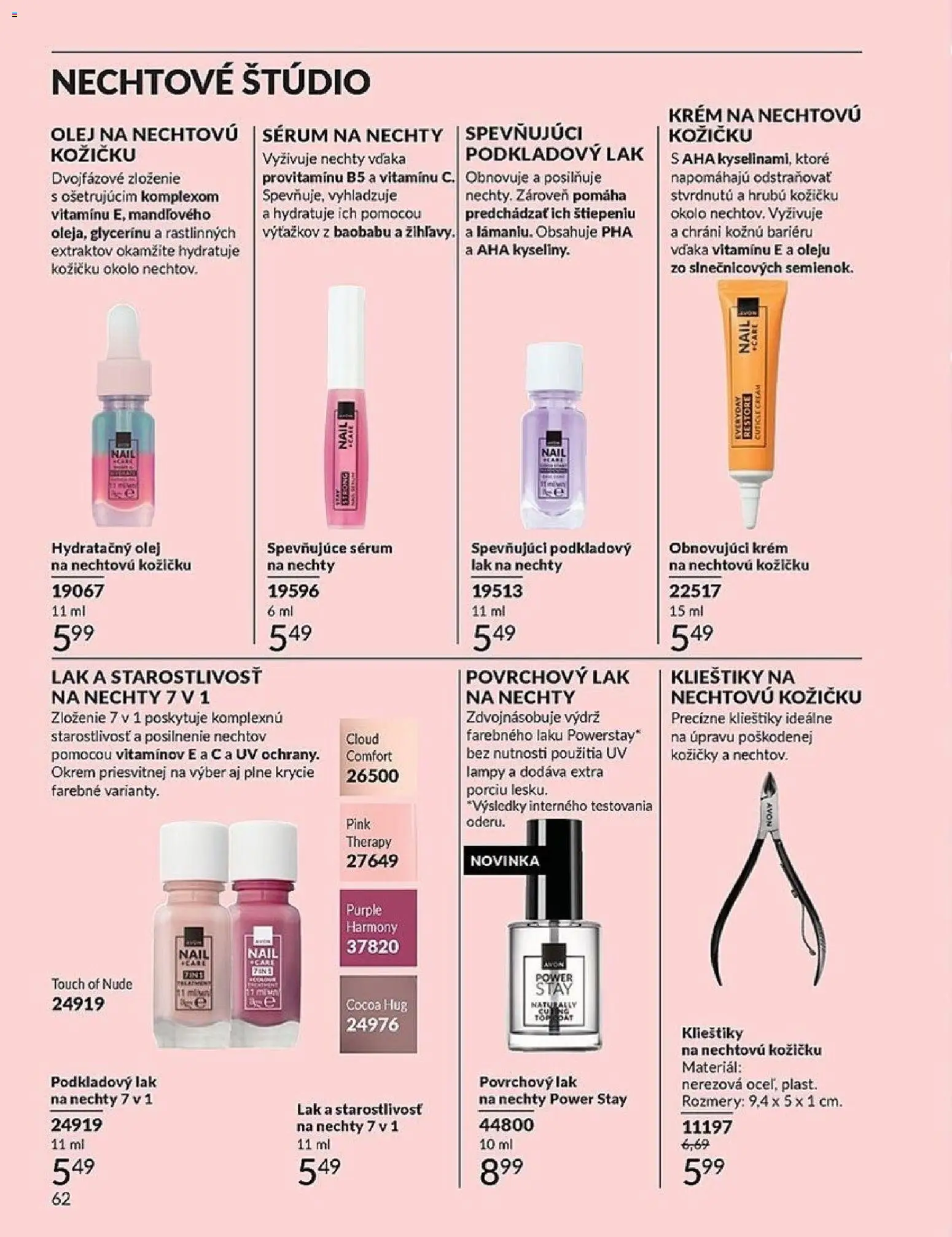 Nové Avon akcie – leták je platný od 01.04.2026 | Strana: 62 | Produkty: Olej, Lak na nechty, Krém
