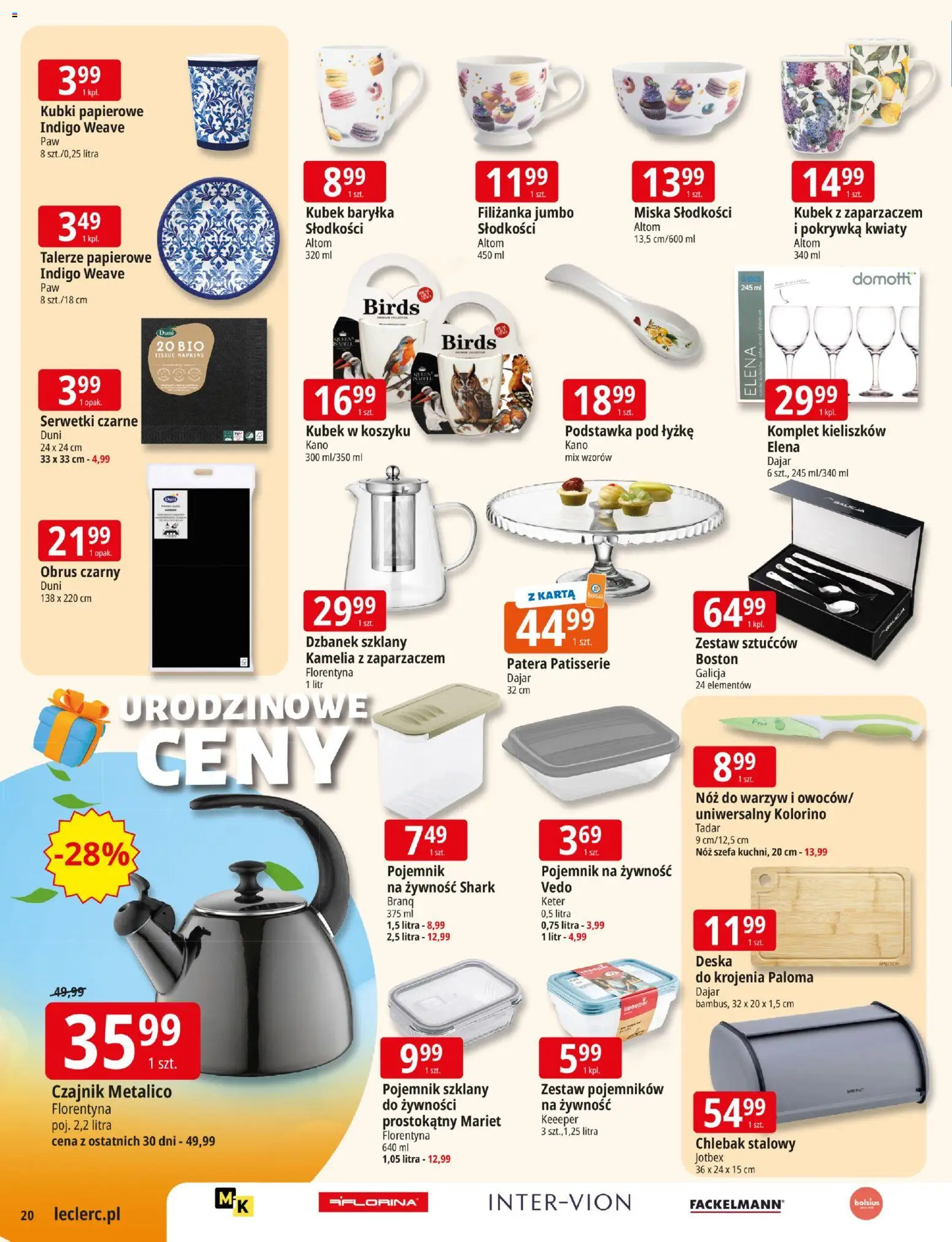 E.Leclerc Gazetka - Warszawa Ursynów od 03.11.2025 | Strona: 20 | Produkty: Karta, Czajnik, Talerze, Deska do krojenia