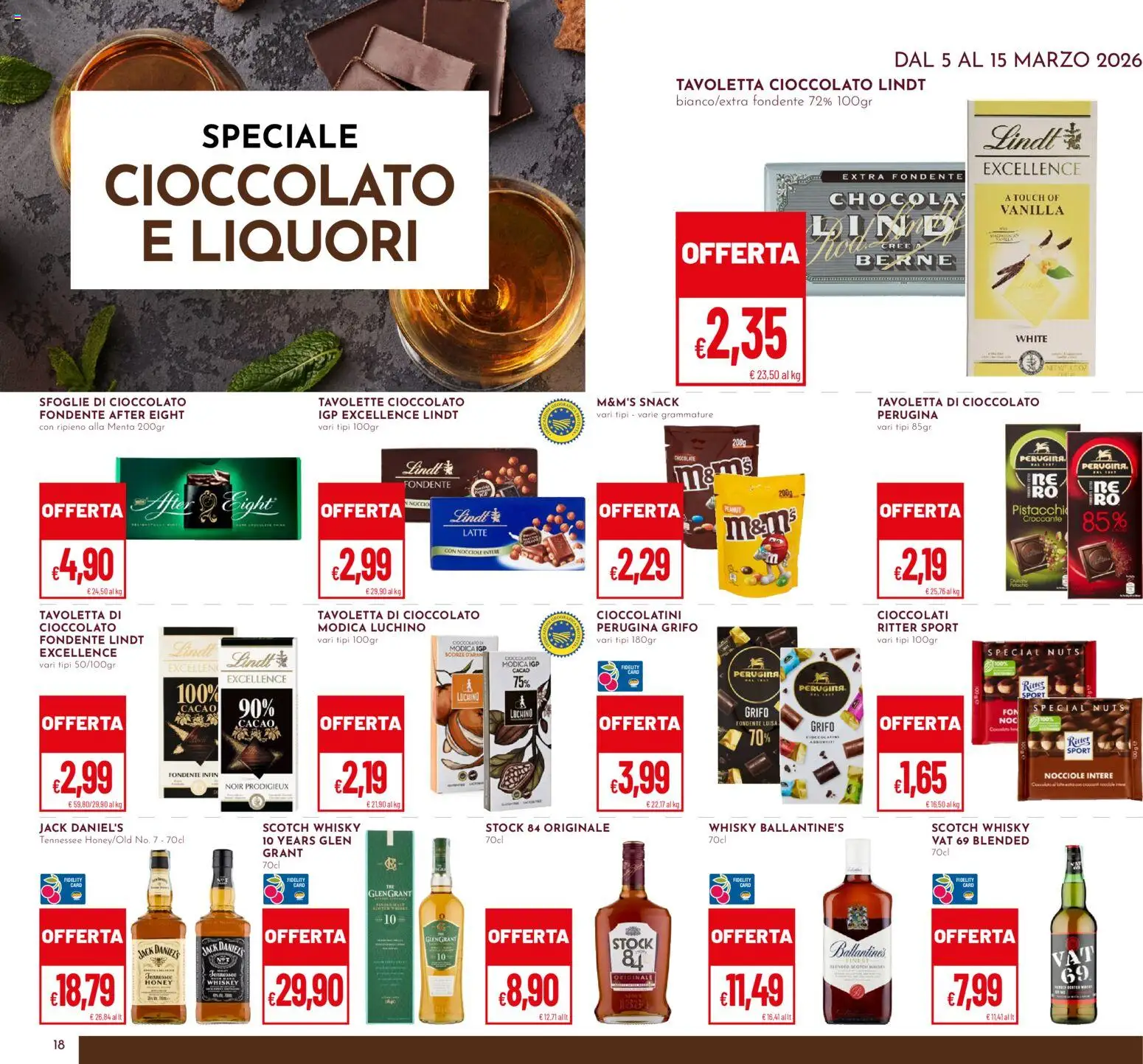 Volantino Pan del 05.03.2026 | Pagina: 18 | Prodotti: Cioccolato, Whisky, Menta, Cioccolatini