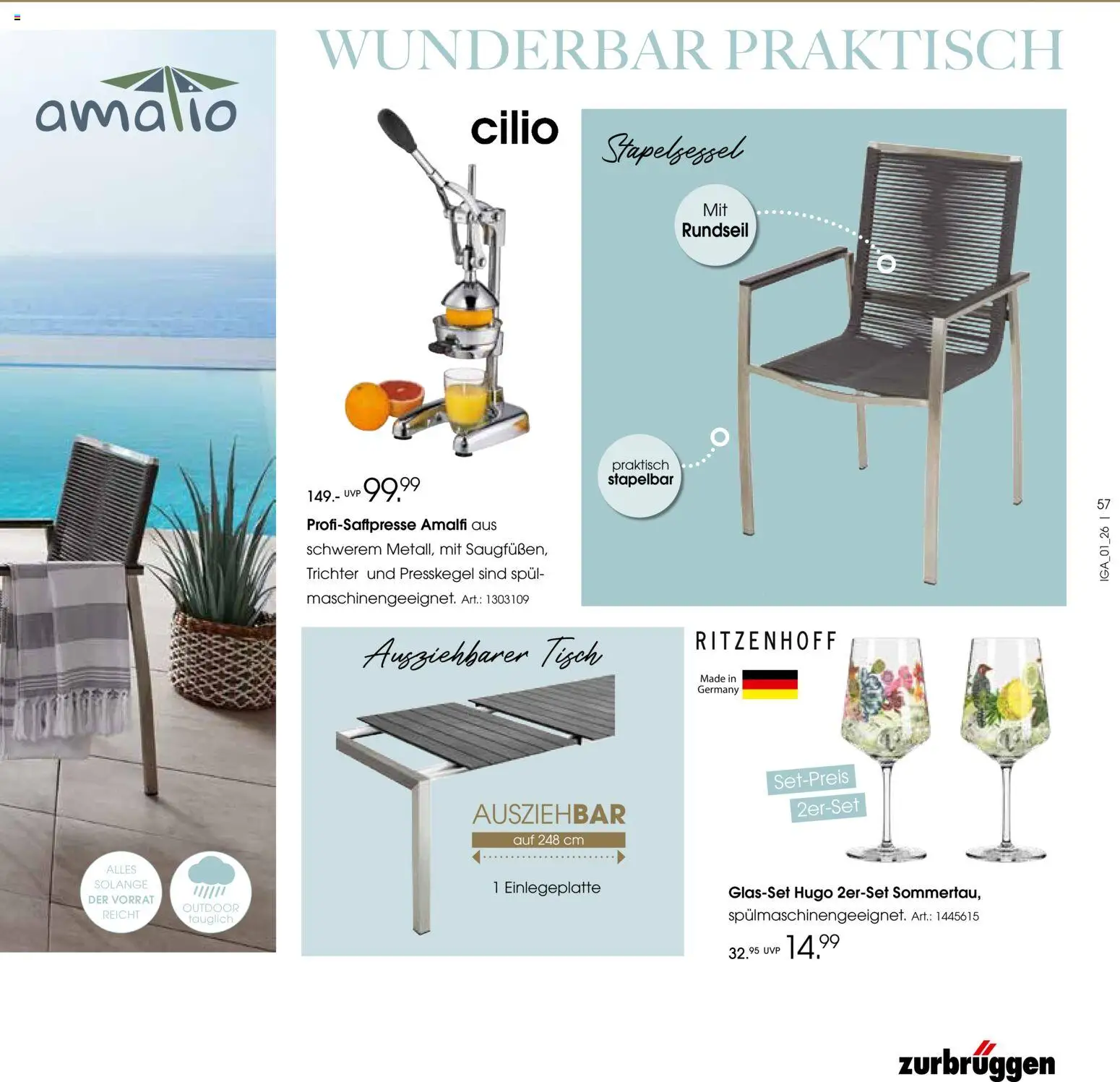 Zurbrüggen Sommer 2026 – gültig ab 19.03.2026 | Seite: 57 | Produkte: Tisch, Hugo