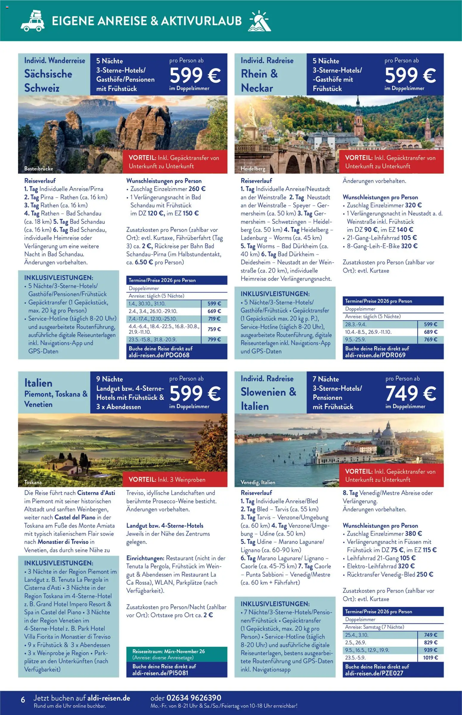 Aldi Reisen  Reisemagazin – gültig ab 01.03.2026 | Seite: 6 | Produkte: Bad, Wein, Uhr