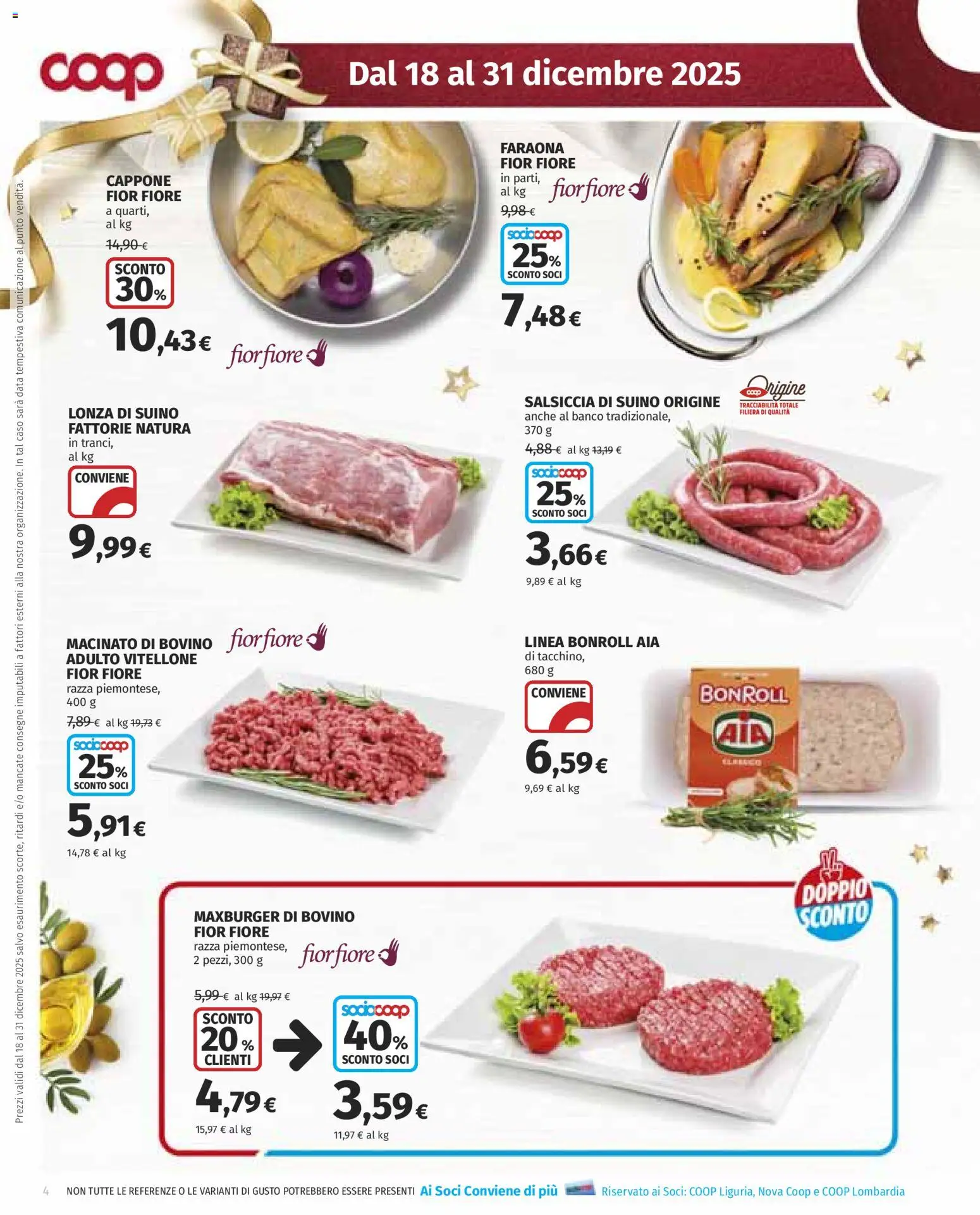 Volantino COOP del 18.12.2025 | Pagina: 4 | Prodotti: Suino, Salsiccia, Data, Macinato