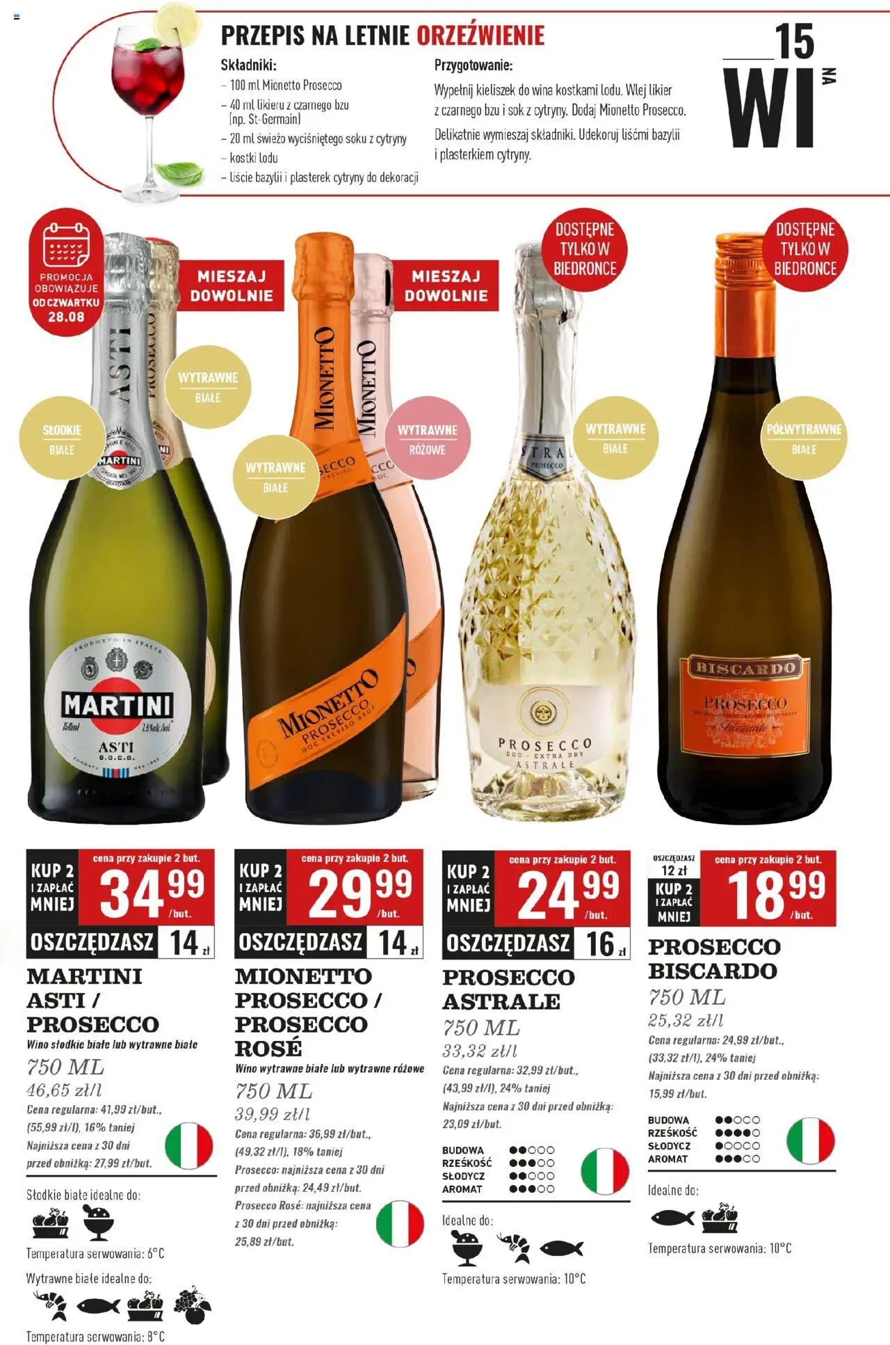 Biedronka gazetka - Czas na toast od 25.08.2025 | Strona: 15 | Produkty: Martini prosecco, Cytryny, Wino, Prosecco