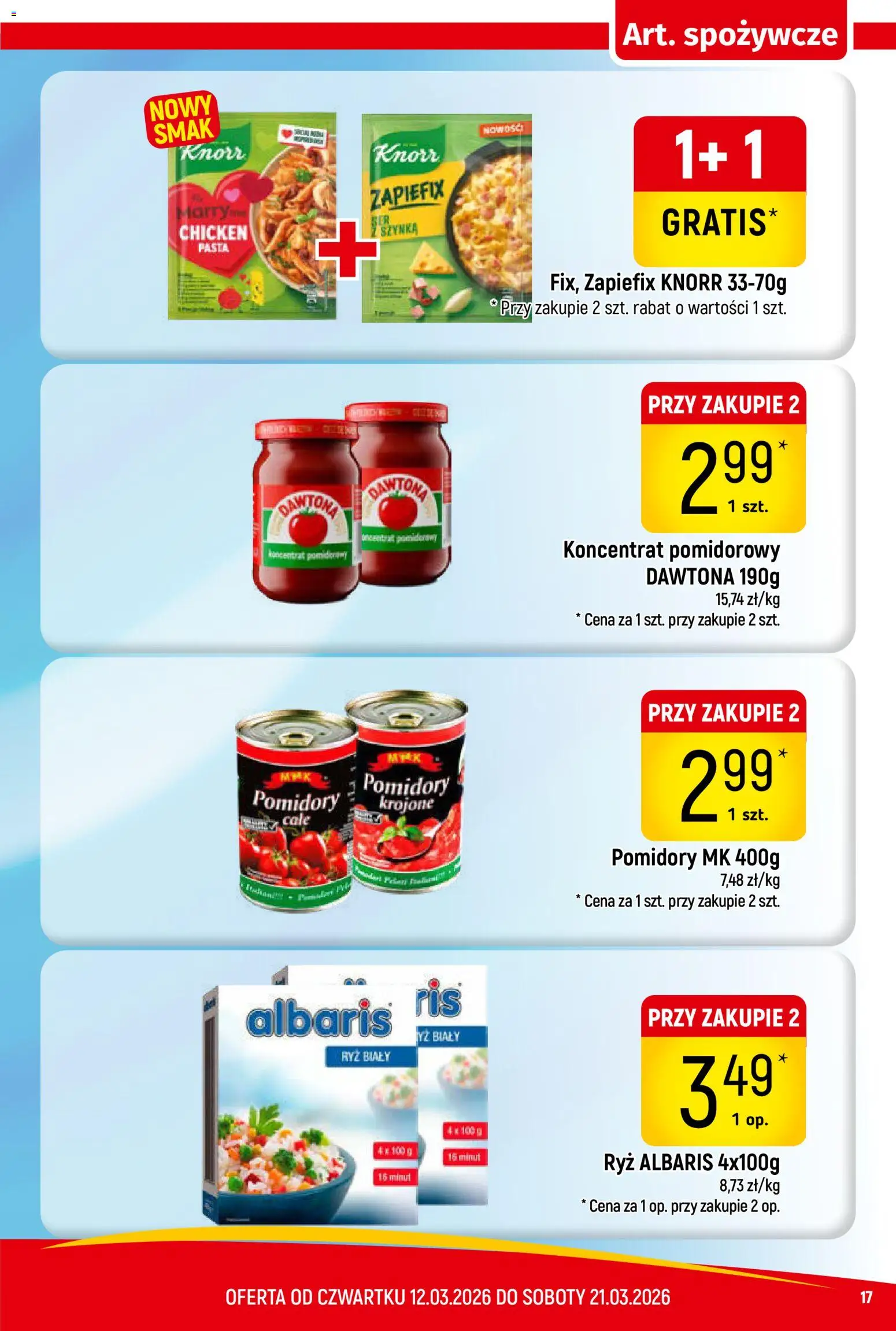 Piotruś Pan gazetka od 12.03.2026 | Strona: 17 | Produkty: Koncentrat pomidorowy, Szynka, Pomidory, Ryż