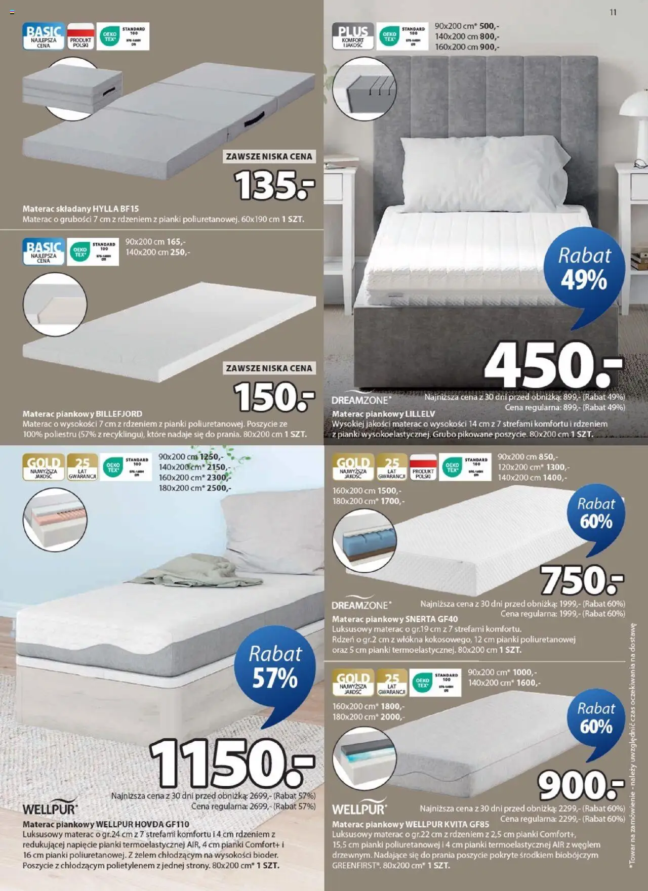 JYSK Gazetka od 13.08.2025 | Strona: 11 | Produkty: Materac, Pianki, Materac składany