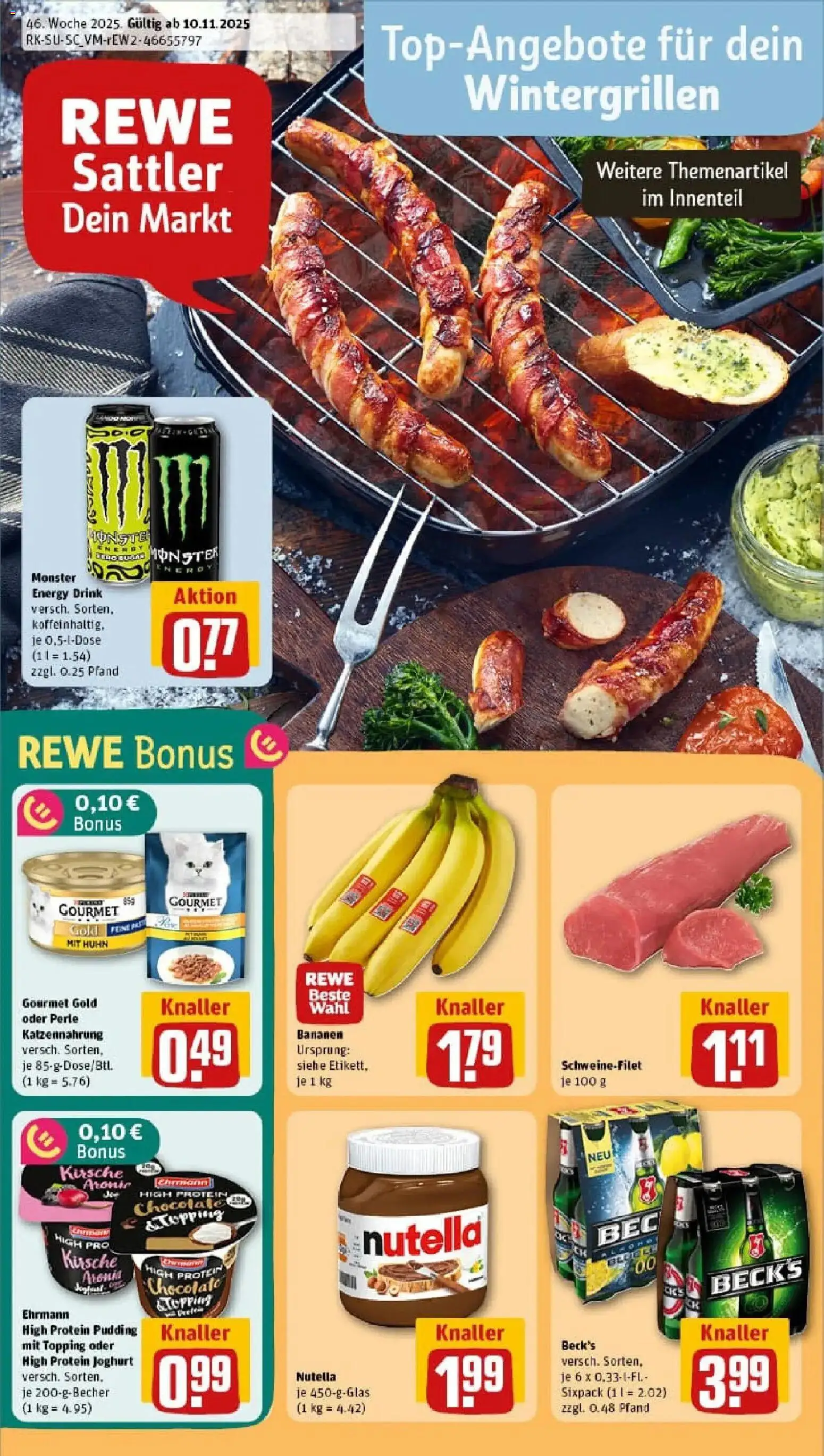 Rewe prospekt Ebersberg	 – gültig ab 10.11.2025 | Seite: 1 | Produkte: Joghurt, Pudding, Nutella, Schweinefilet