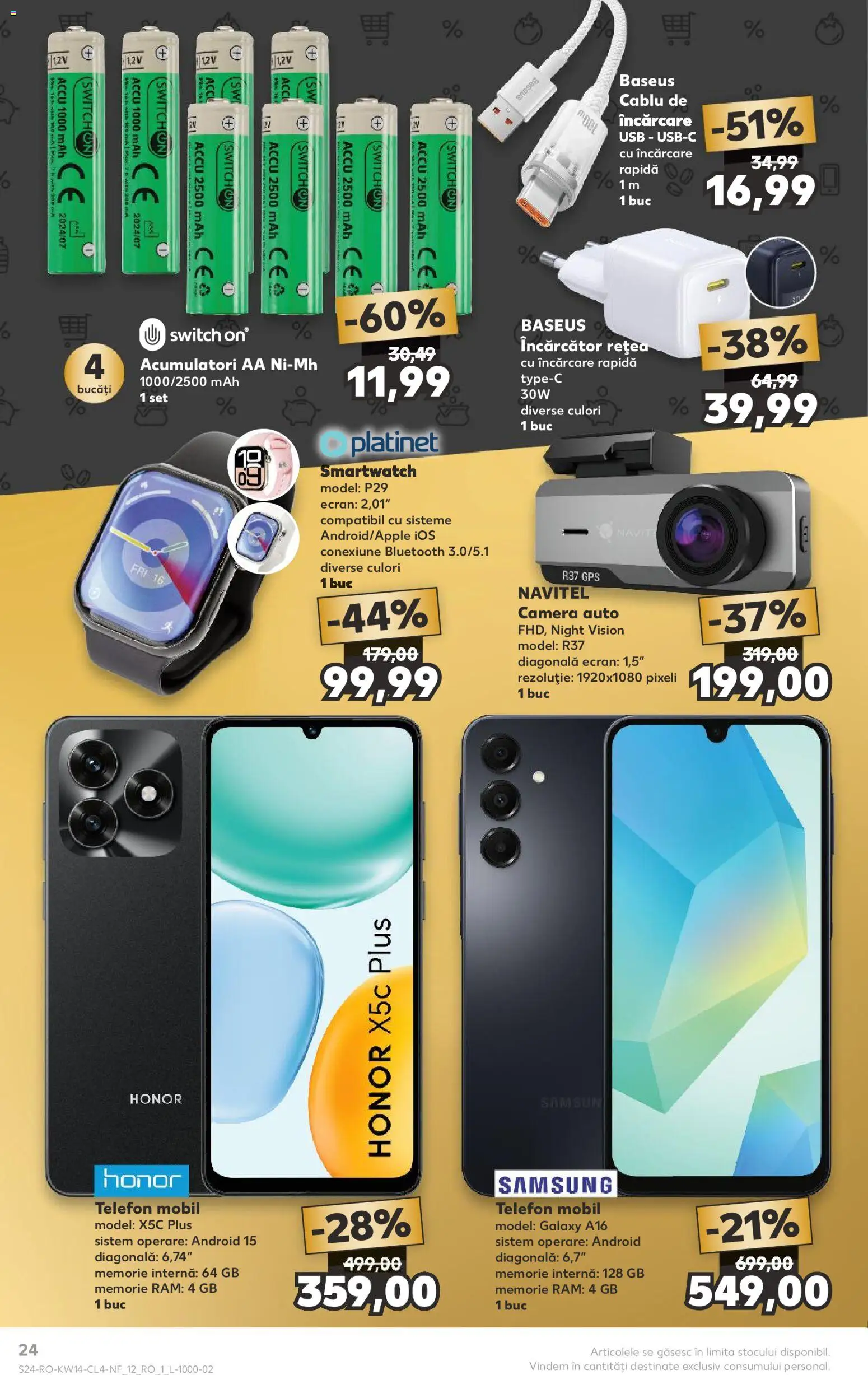 Noul catalog Kaufland – valabil de la 01.04.2026 | Pagină: 24 | Produse: Smartphone, Cameră auto, Cameră, Cablu