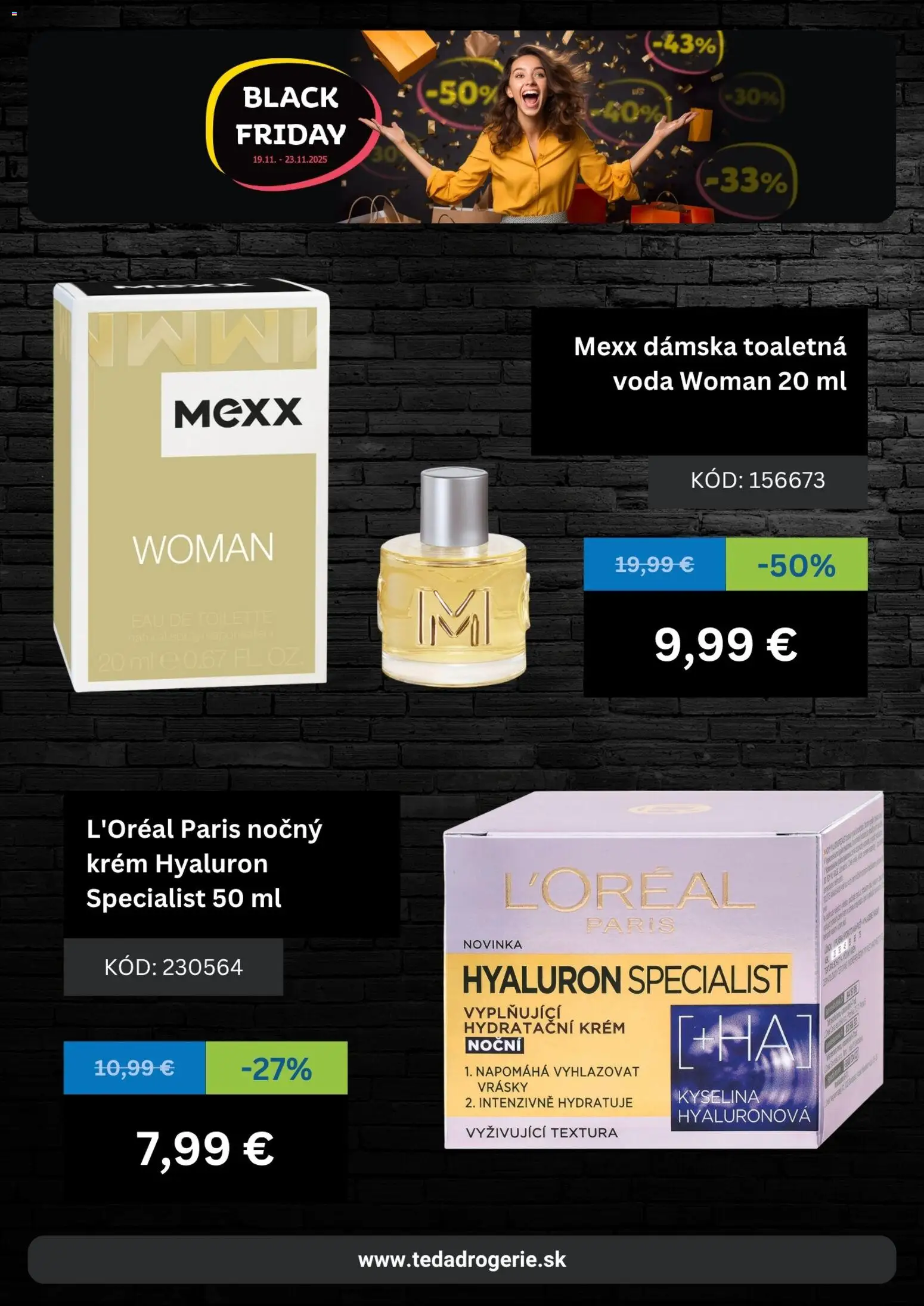 Nové Teta drogerie akcie – leták je platný od 19.11.2025 | Strana: 5 | Produkty: Toaletná voda, Krém, Voda