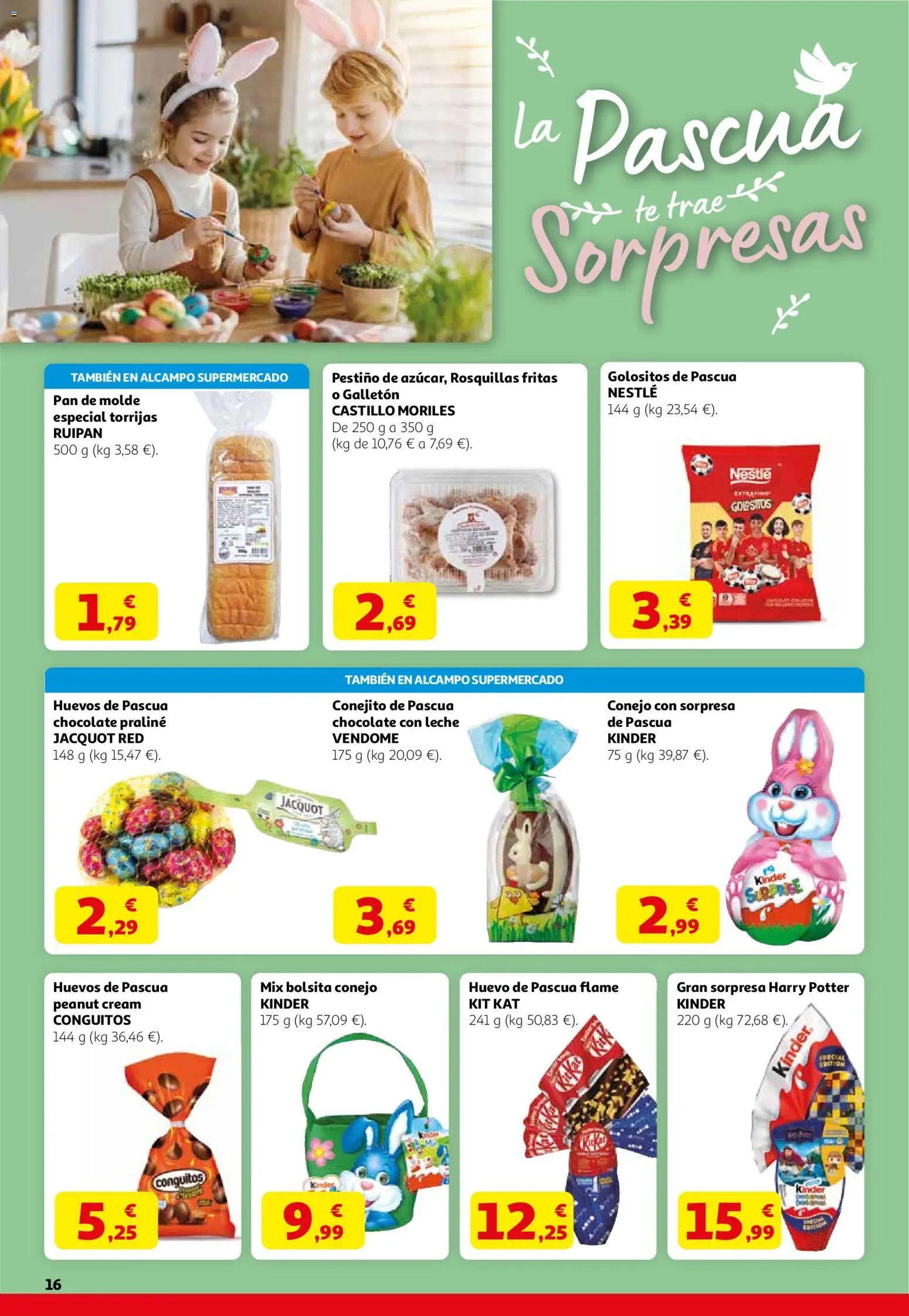 Alcampo HGU Nacional │ válido desde el 12.03.2026 | Página: 16 | Productos: Pan, Té, Pan de molde, Chocolate con leche