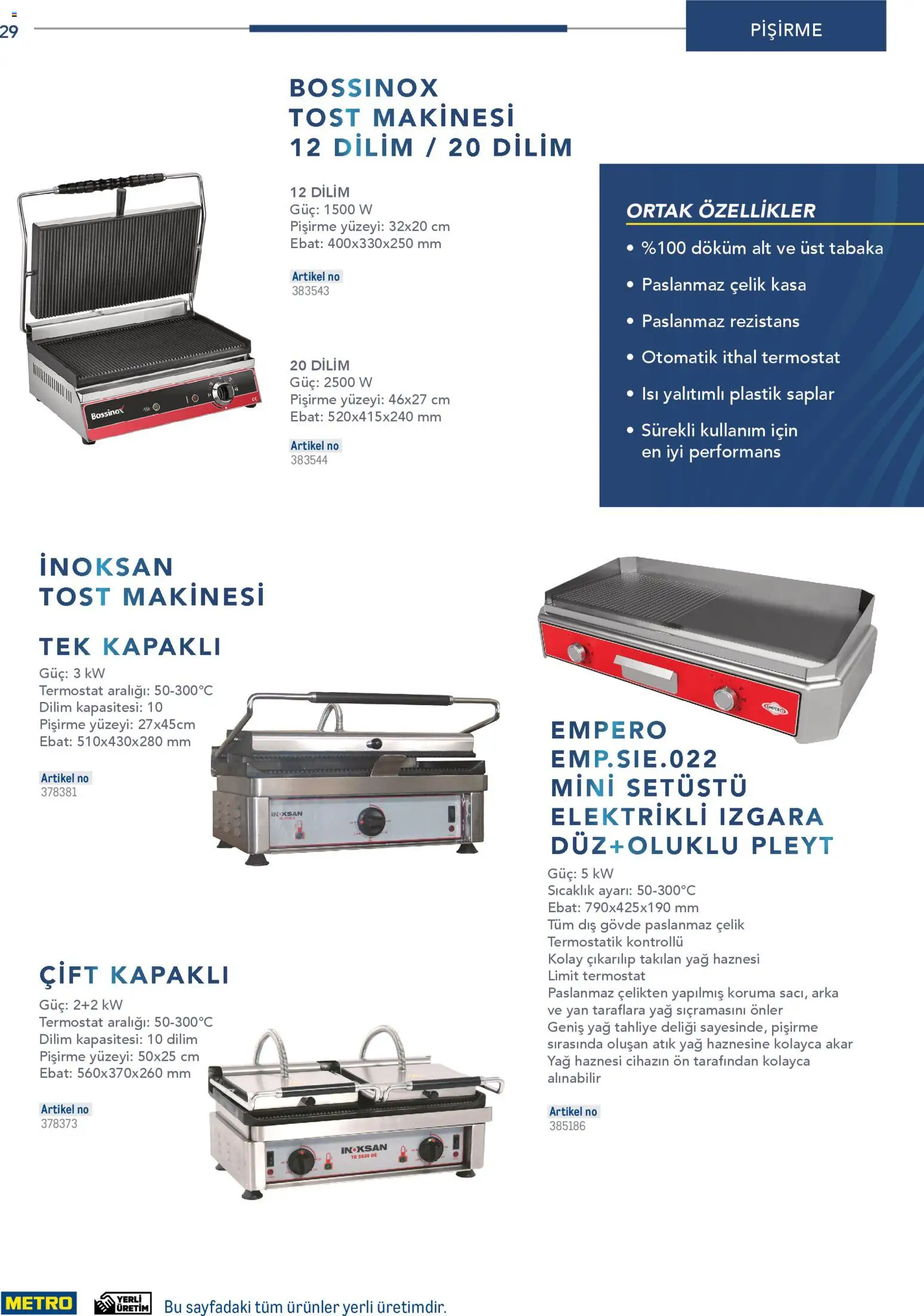 Metro - Profesyonel Çözümler - 26.12.2025 tarihinden itibaren geçerlidir | Sayfa: 29 | Ürünler: Tost makinesi, Yağ, Kasa, Izgara