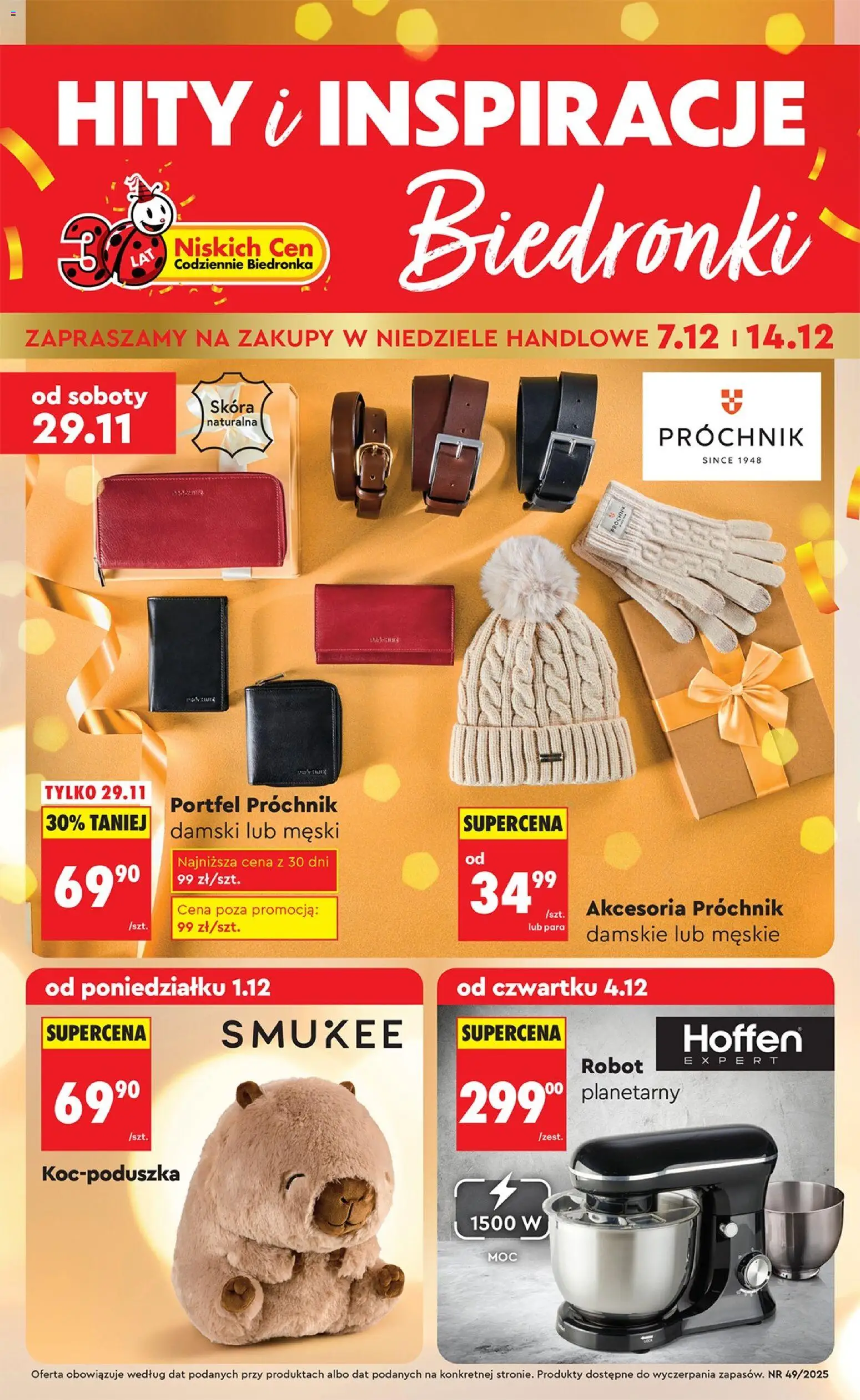 Biedronka gazetka - Hity i inspiracje od 29.11.2025 | Strona: 1 | Produkty: Portfel, Koc-poduszka, Robot