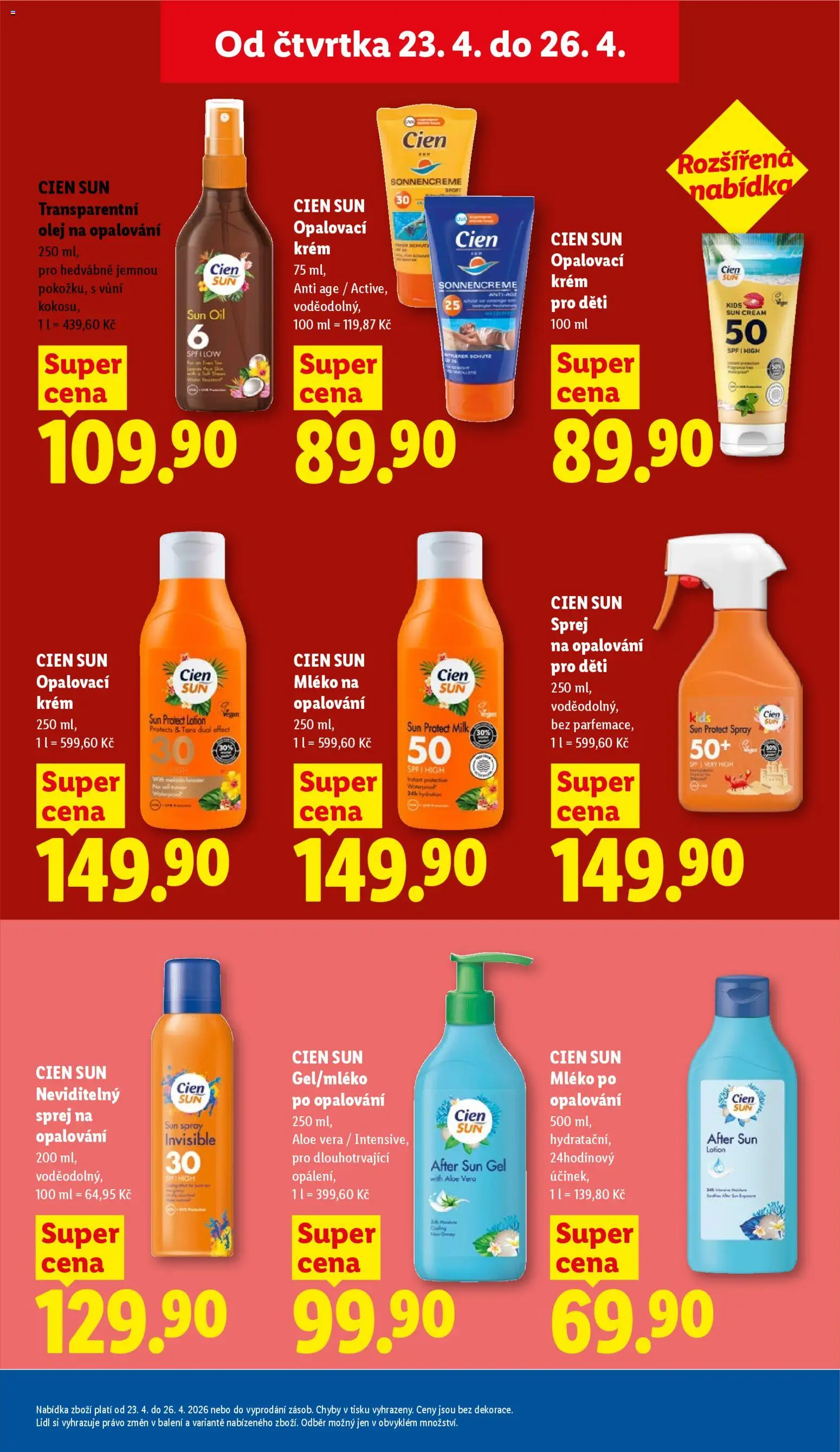 Lidl leták od 23.04.2026 | Strana: 29 | Produkty: Opalovací krém, Cien, Krém, Aloe vera
