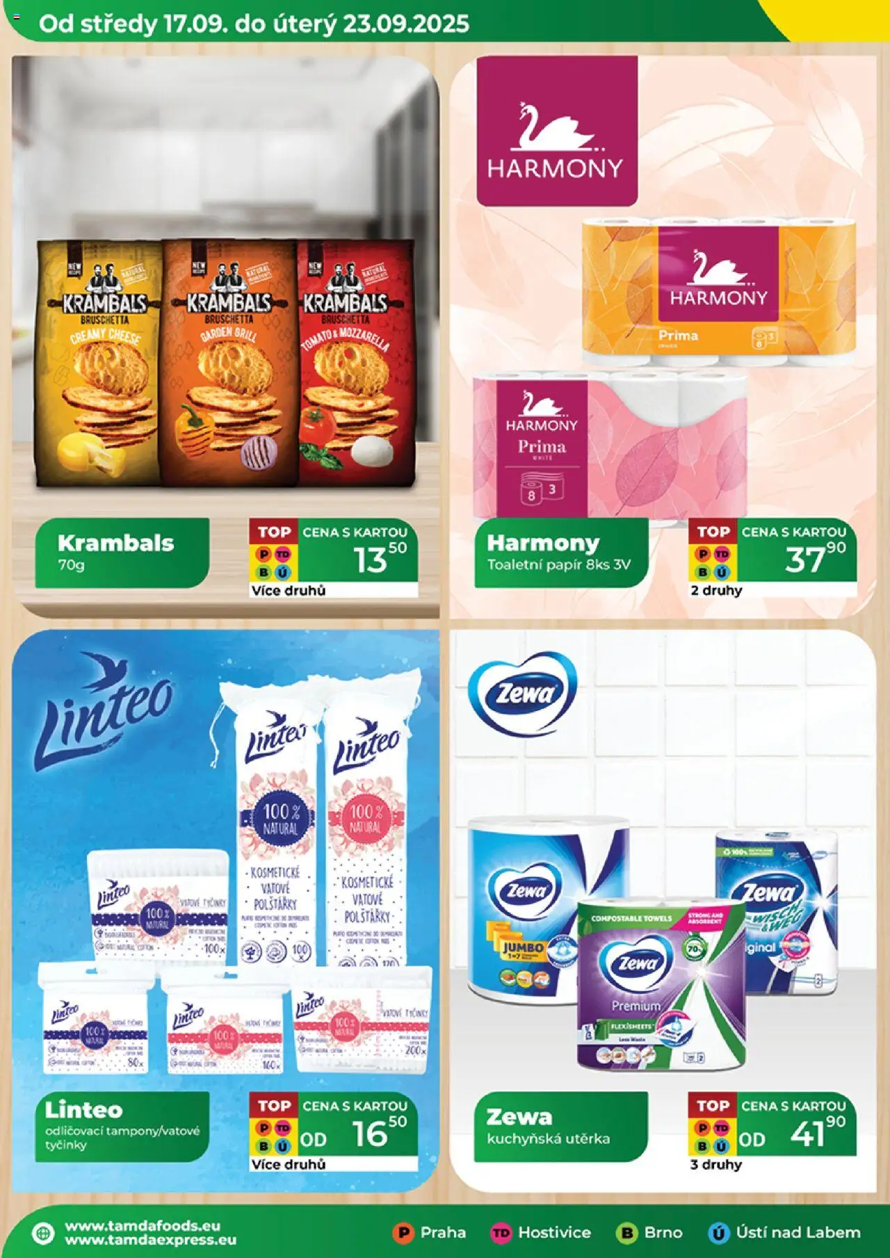 Tamda Foods leták od 17.09.2025 | Strana: 18 | Produkty: Polštářky, Tyčinky, Bruschetta, Zewa