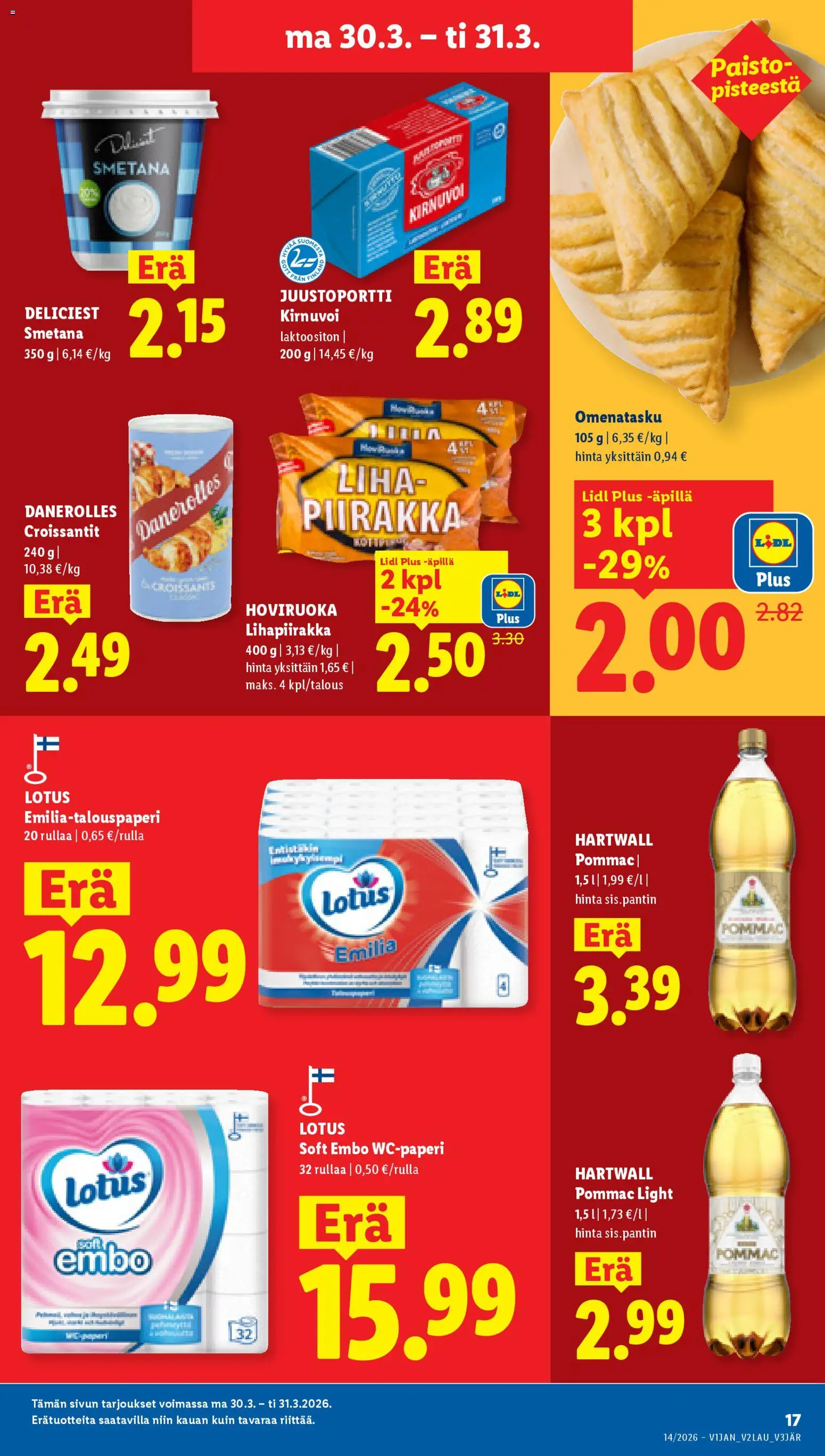 Lidl tarjoukset - Rovaniemi – voimassa 26.03.2026 alkaen | Sivu: 23 | Tuotteet: Smetana, Piirakka