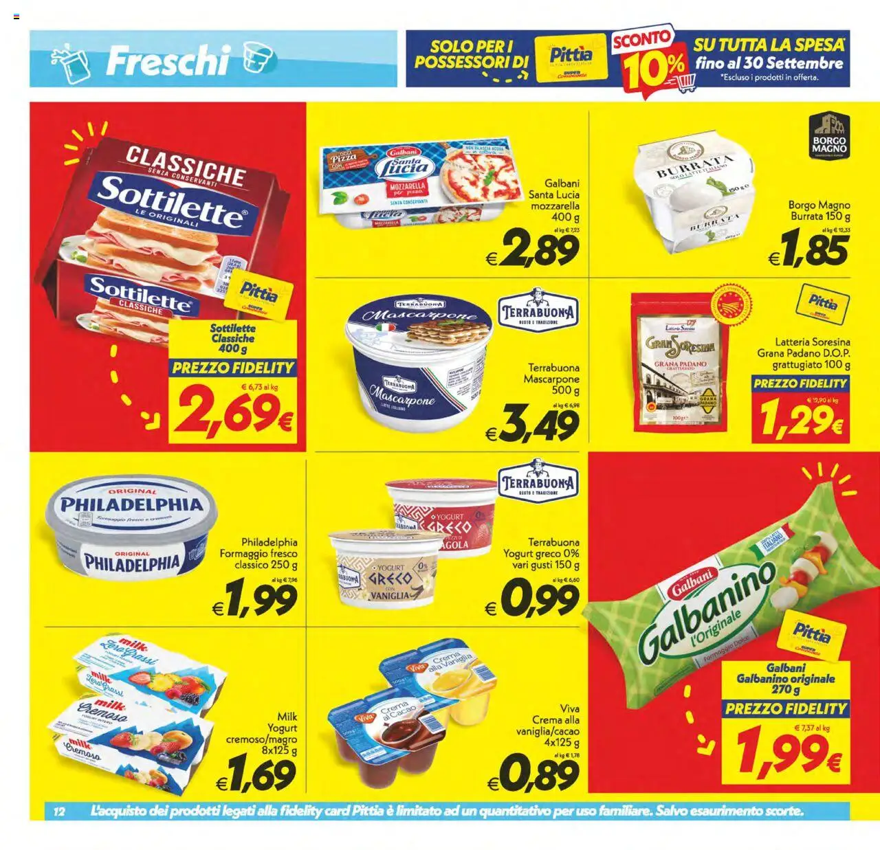 Volantino SuperConveniente del 18.09.2025 | Pagina: 12 | Prodotti: Yogurt, Pizza, Formaggio, Burrata