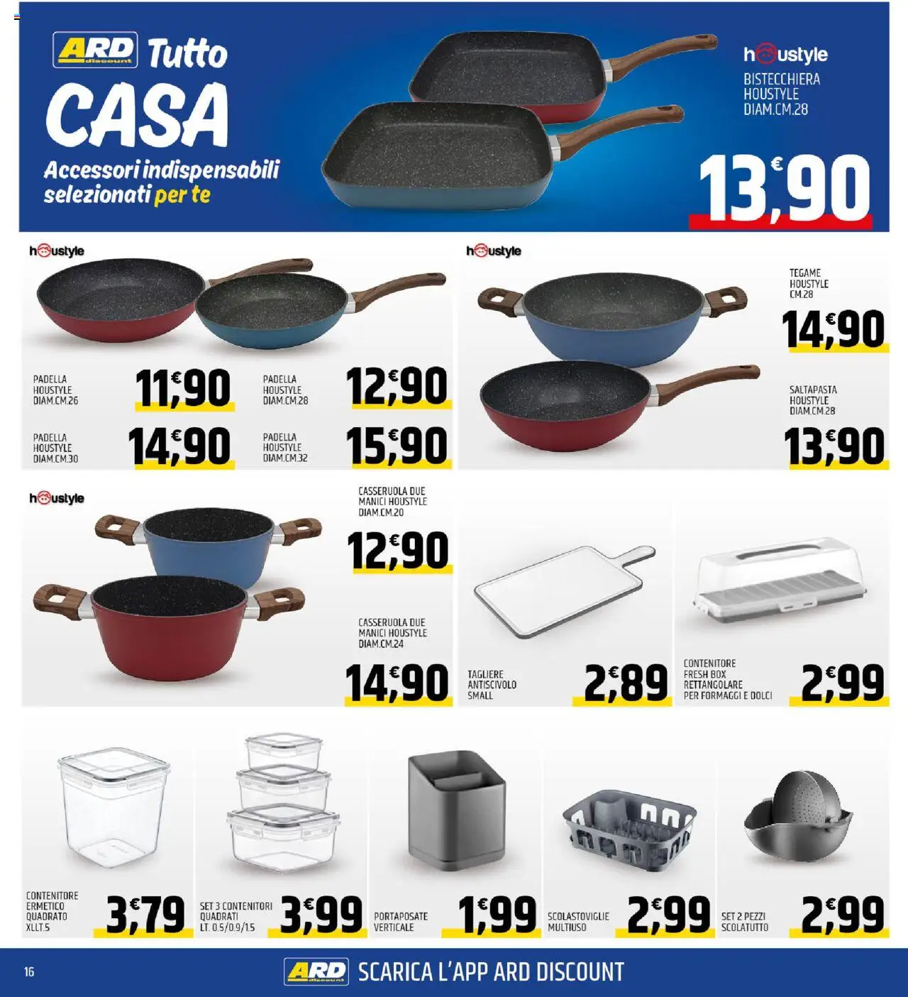 Volantino ARD Discount del 13.10.2025 | Pagina: 16 | Prodotti: Tè, Contenitore, Padella, Portaposate