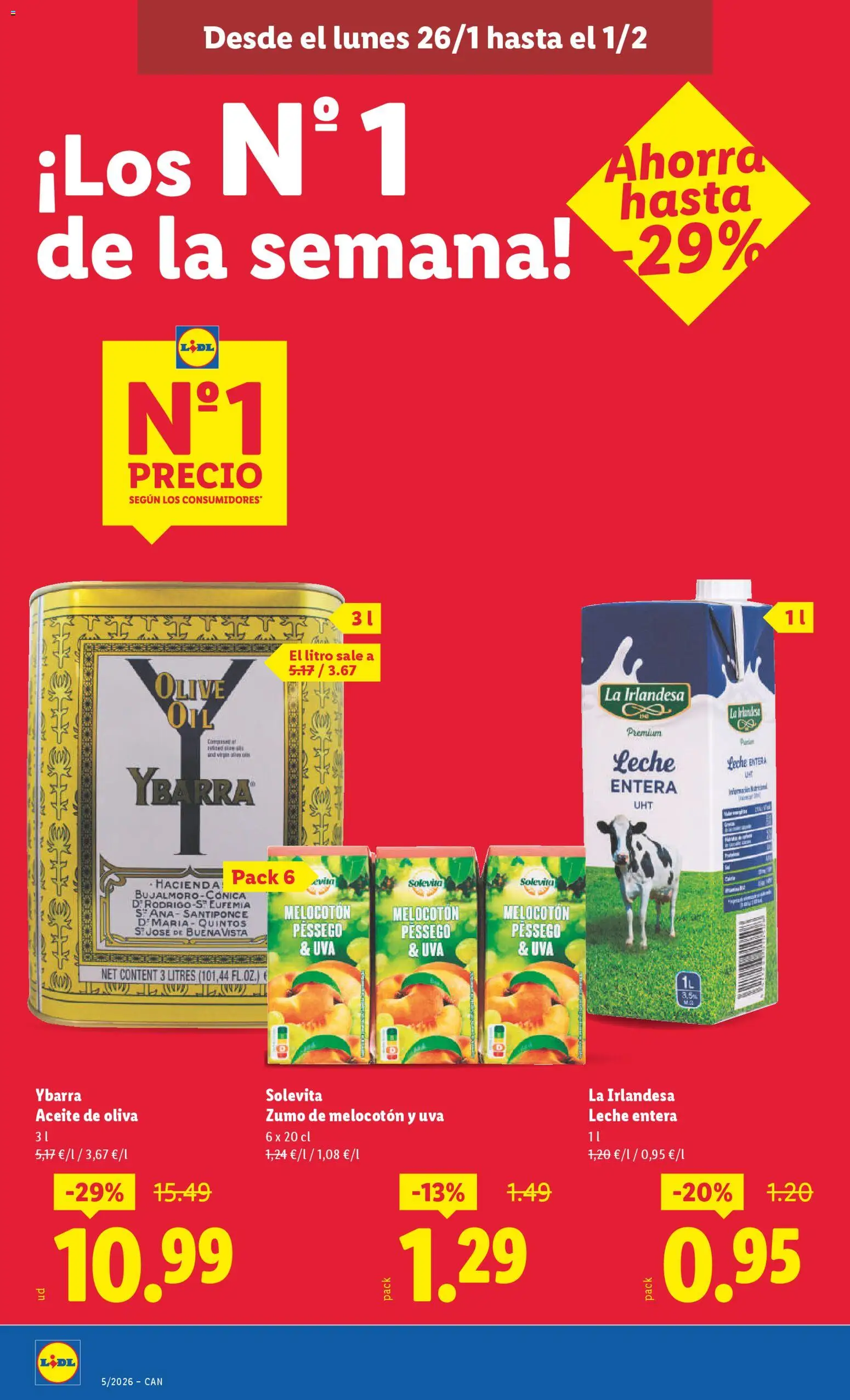 Lidl - Canarias │ válido desde el 26.01.2026 | Página: 16 | Productos: Leche entera, Leche, Aceite, Ροζ πιπέρι