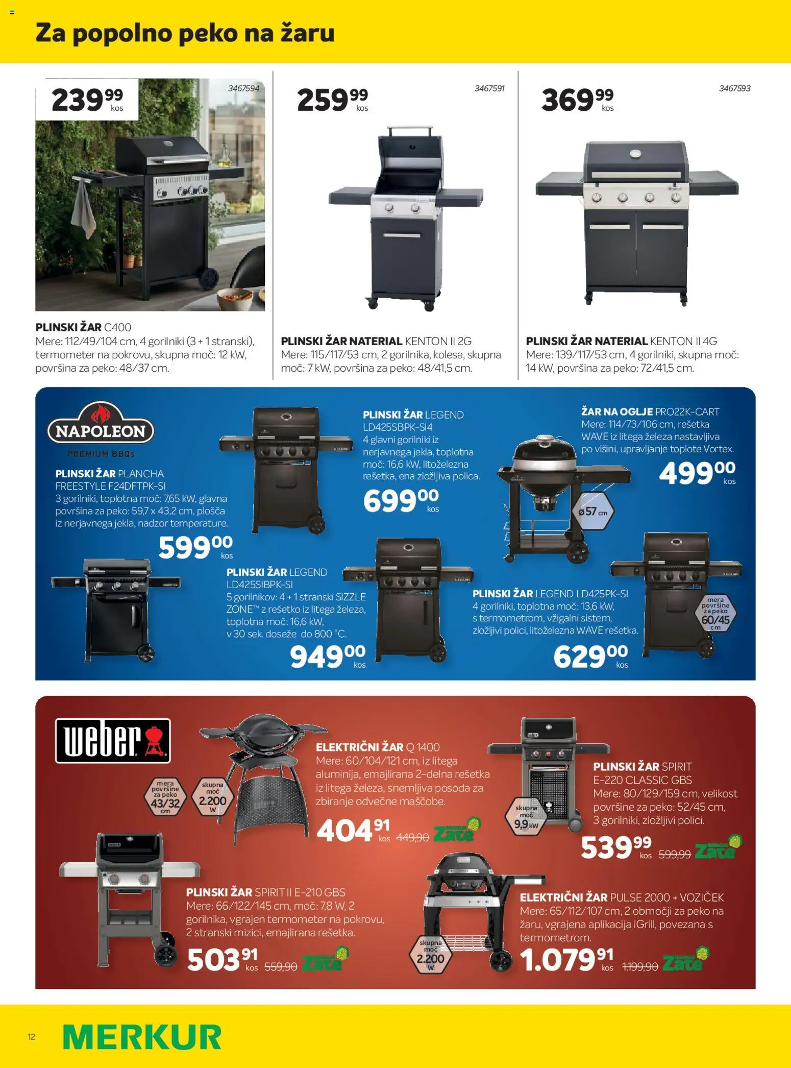 Novi Merkur katalog ponudbe – veljaven od 01.04.2026 | Stran: 12 | Izdelki: Plinski žar, Zar, Termometer, Voziček