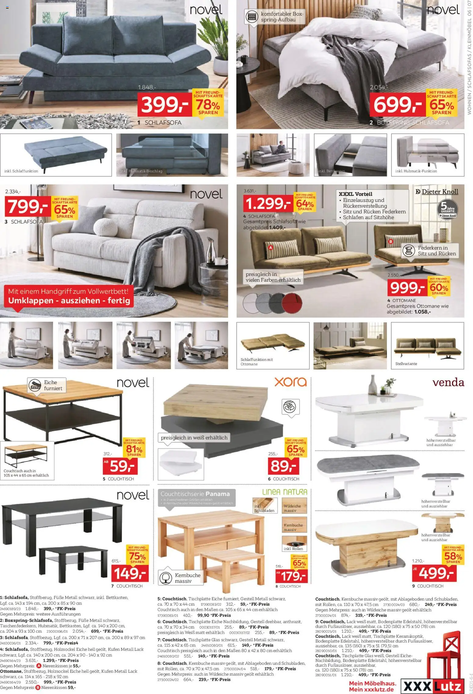 XXXL Lutz Neueröffnungsangebote in Rangsdorf – gültig ab 01.03.2026 | Seite: 7 | Produkte: Schlafsofa, Couchtisch, Box