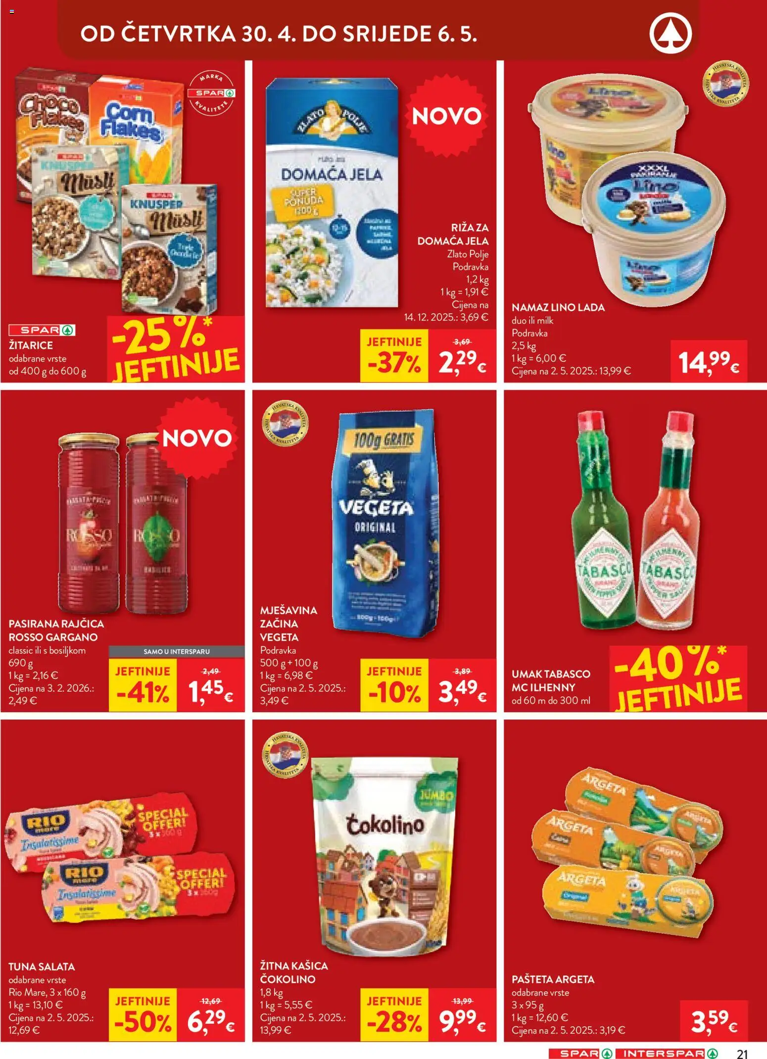 Spar katalog | vrijedi od 27.04.2026 | Stranica: 25 | Proizvodi: Podravka, Riža, Rajčica, Čokolino