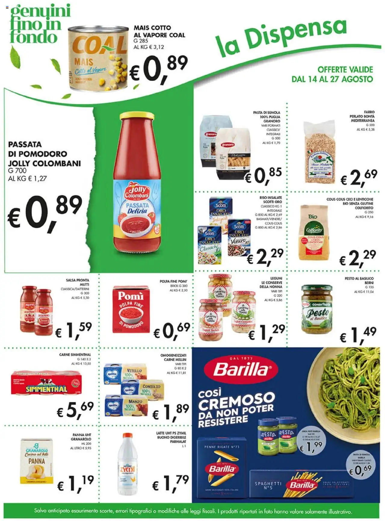 Volantino Coal del 14.08.2025 | Pagina: 12 | Prodotti: Manzo, Pasta, Mais, Penne