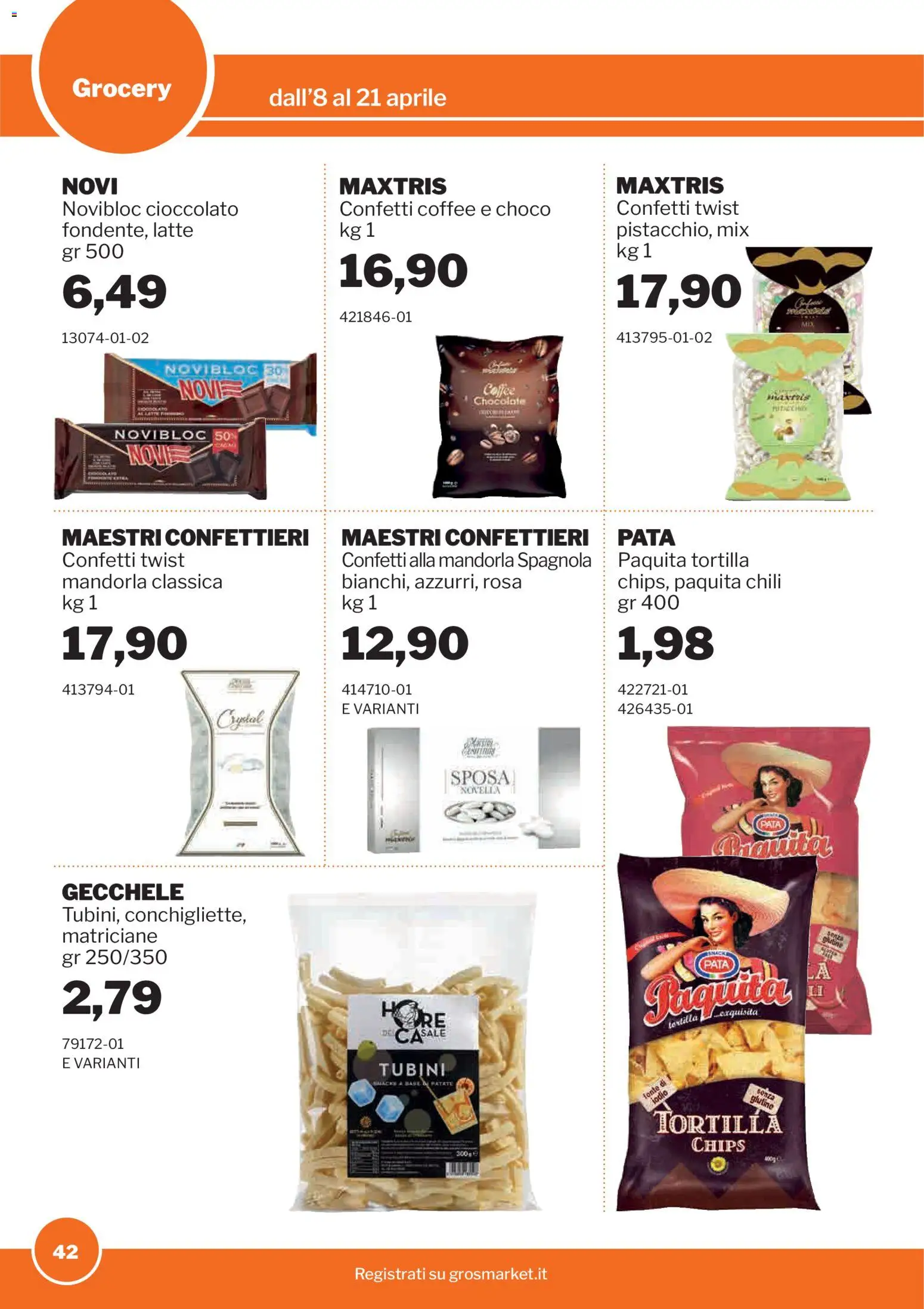 Volantino Sogegross del 08.04.2026 | Pagina: 42 | Prodotti: Cioccolato, Patate, Latte