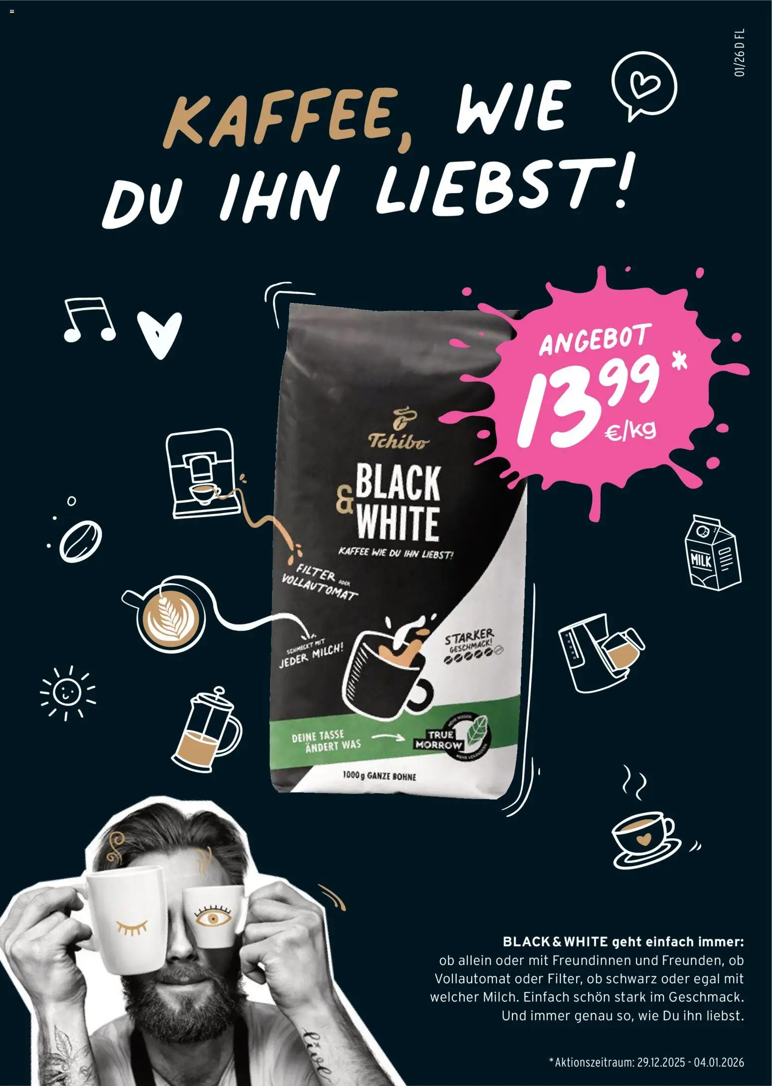 Prospekt Tchibo Freiheit beginnt draußen – gültig ab 31.12.2025 | Seite: 24 | Produkte: Milch, Kaffee