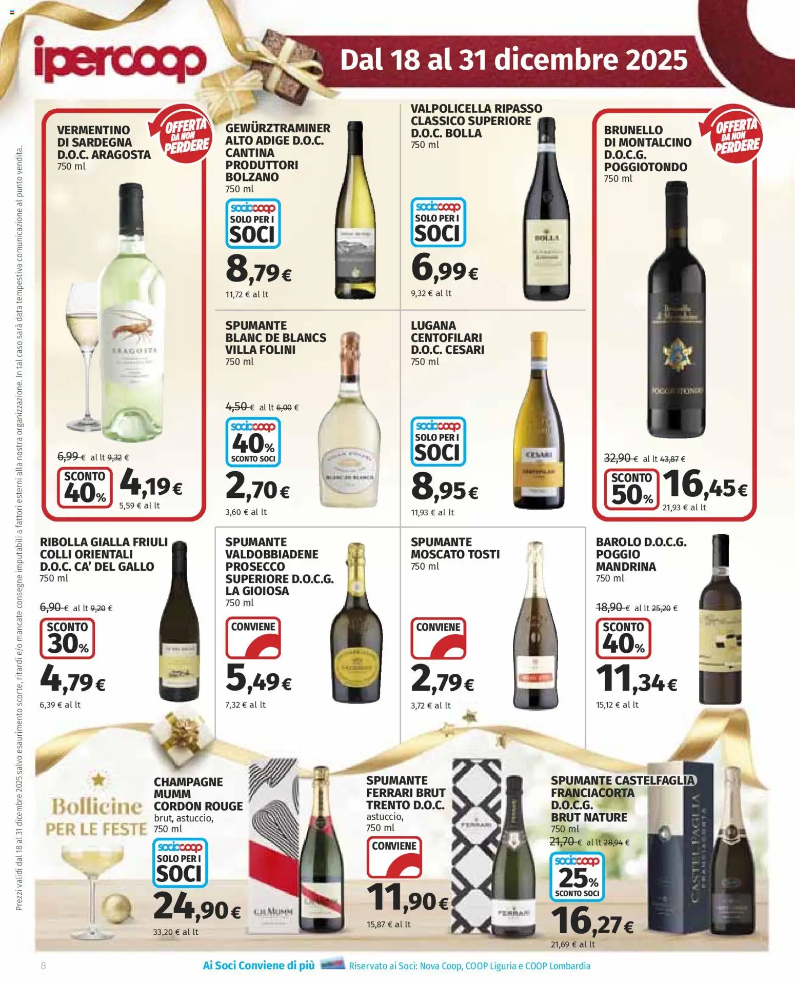 Volantino Ipercoop del 18.12.2025 | Pagina: 8 | Prodotti: Prosecco, Data, Spumante, Champagne
